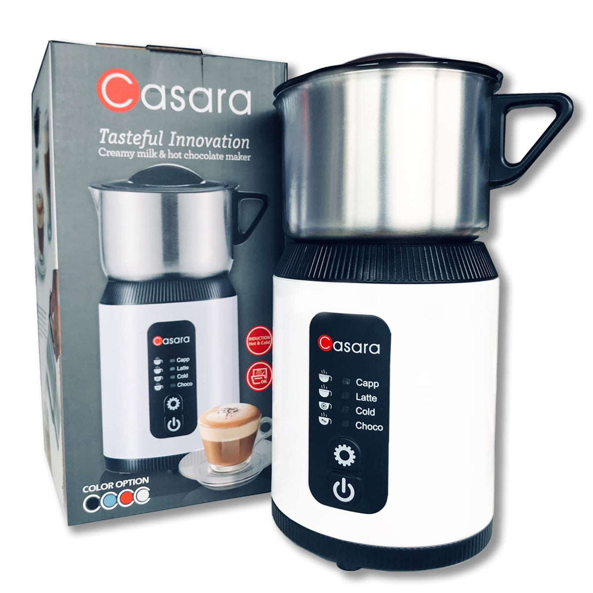 Casara Milk Frother And Steamer Machine, Warm And Cold Milk Foamer,Professional Frothing Standard,4-In-1 Functions,Dishwasher Sa