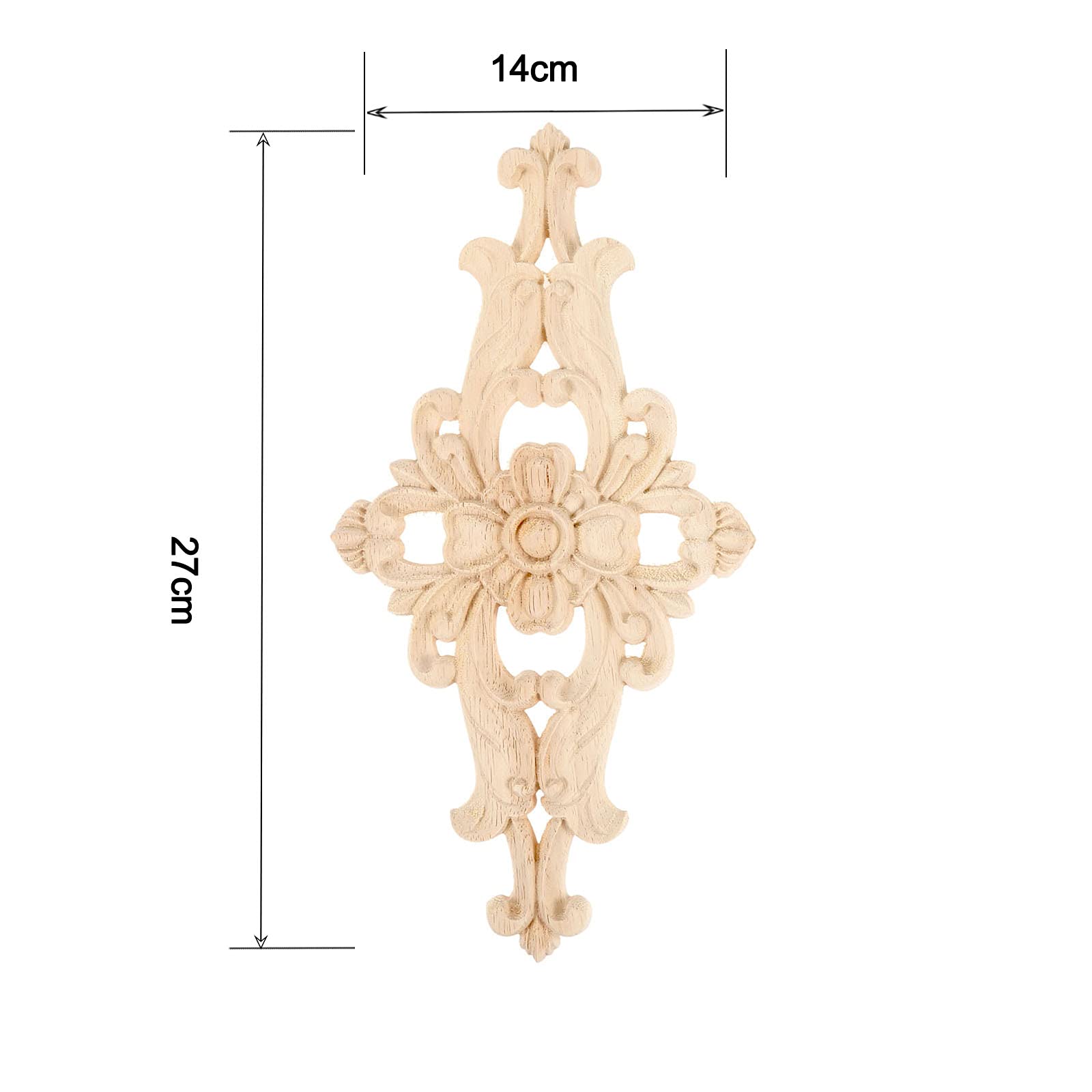 MUXSAM 1-Pack Wood-Carved Furniture Applique Onlay 27x14cm/10.63''x5.51''  Center Flower Decal for Cupboard Dresser Cabinet Chest Bed Door Wall Wardrobe Ceiling