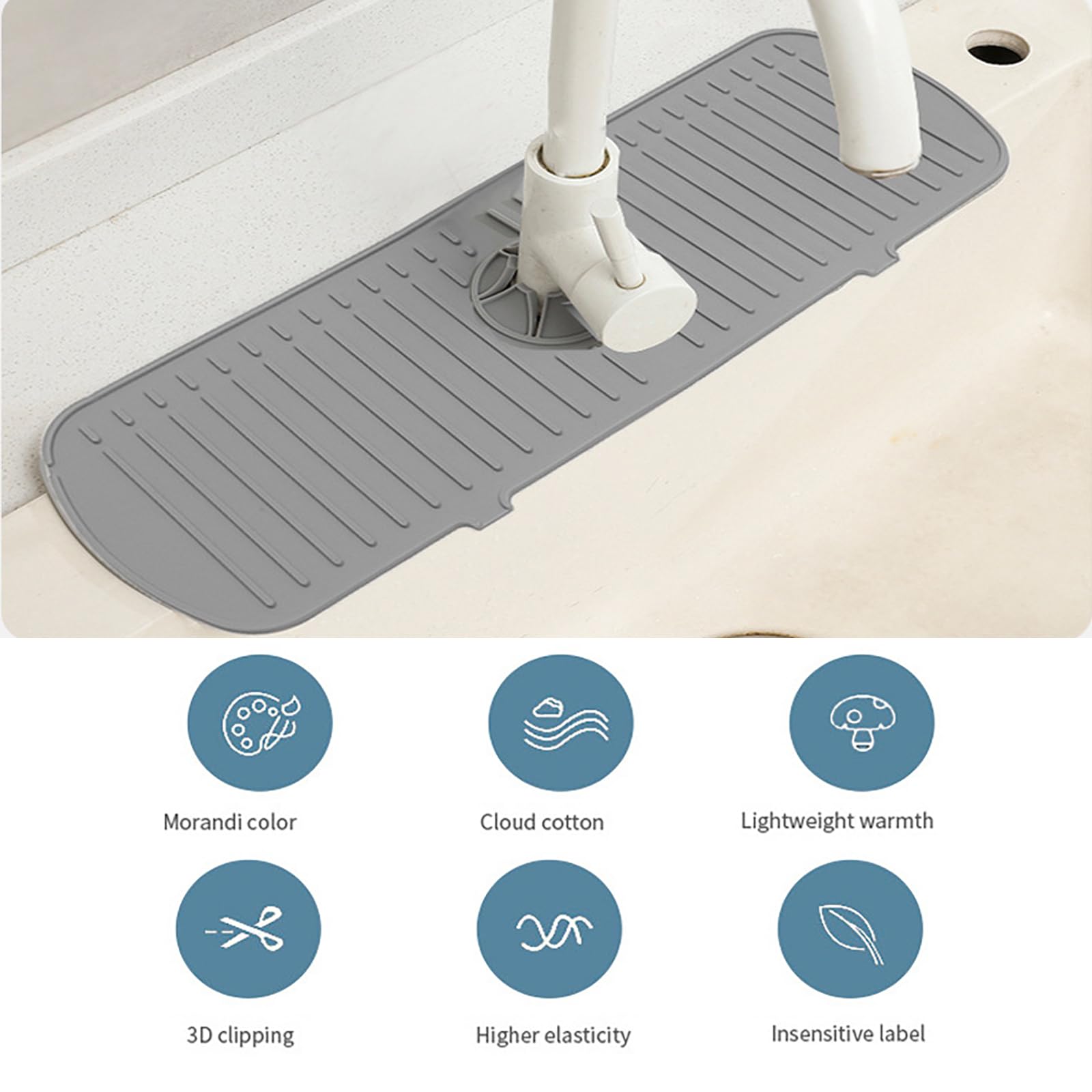 24Inch Kitchen Sink Splash Guard Sink Faucet Mat Splash Guard Large Size Handle Drip Catcher Tray Mat Sponge Holder For Kitchen