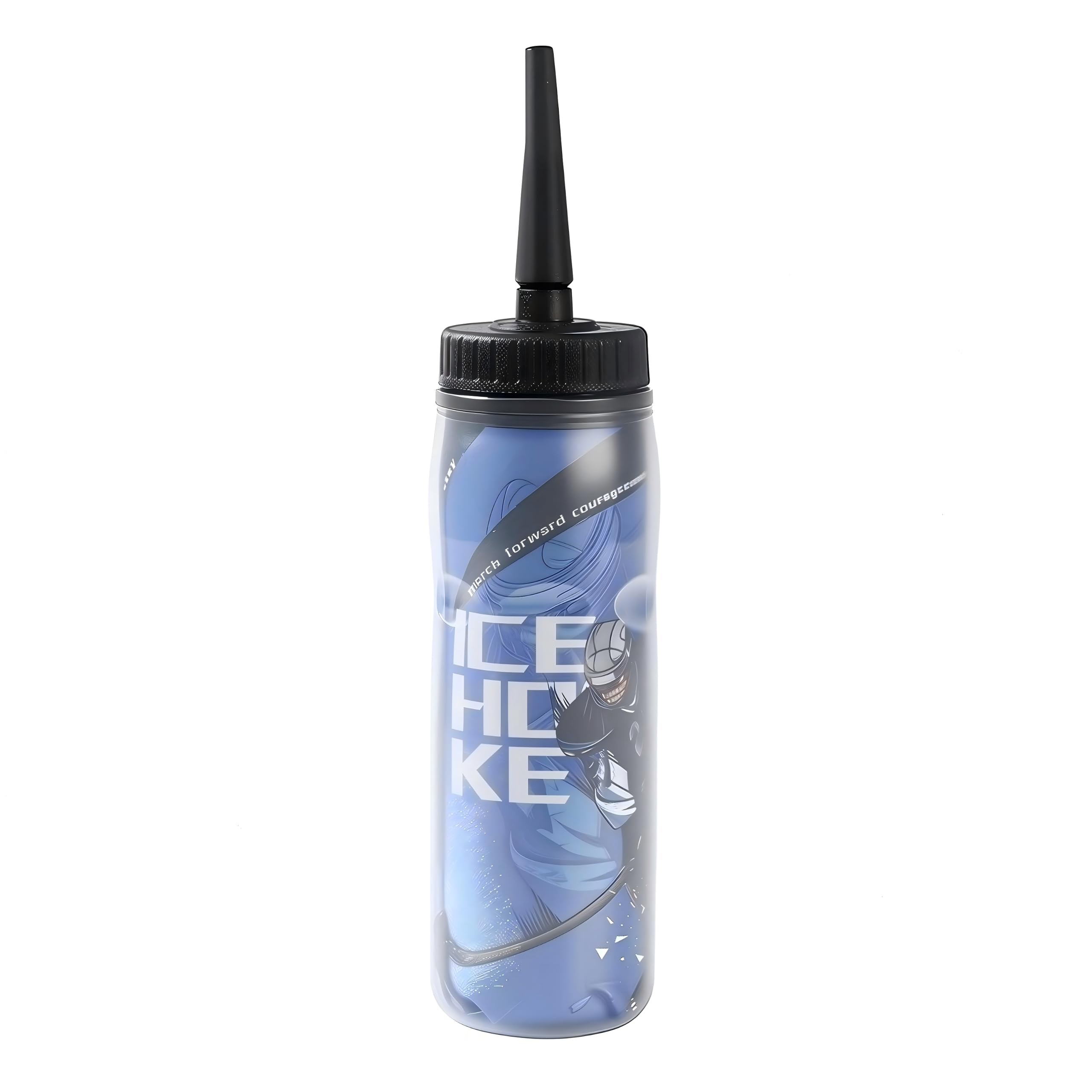 Squeeze Water Bottles 20 oz Long Straw for Sports Hockey, Lacrosse(Blue)