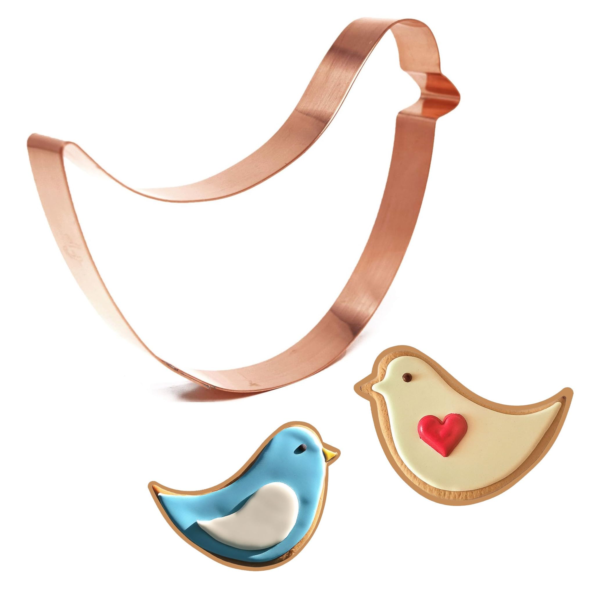 Large Simple Bird Cookie Cutter 6 X 4.25 Inches, Handcrafted Copper By The Fussy Pup