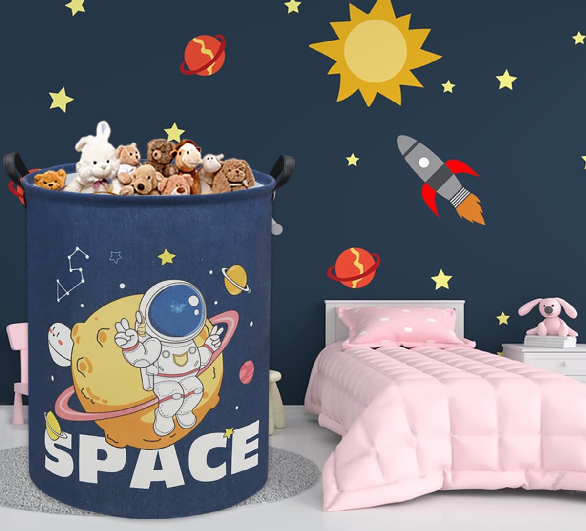 Tibaolover Astronaut Kids Laundry Basket Baby Hamper Space Astronaut Toy Storage Bin For Boys Room Decor Baby Nursery Hamper Gif