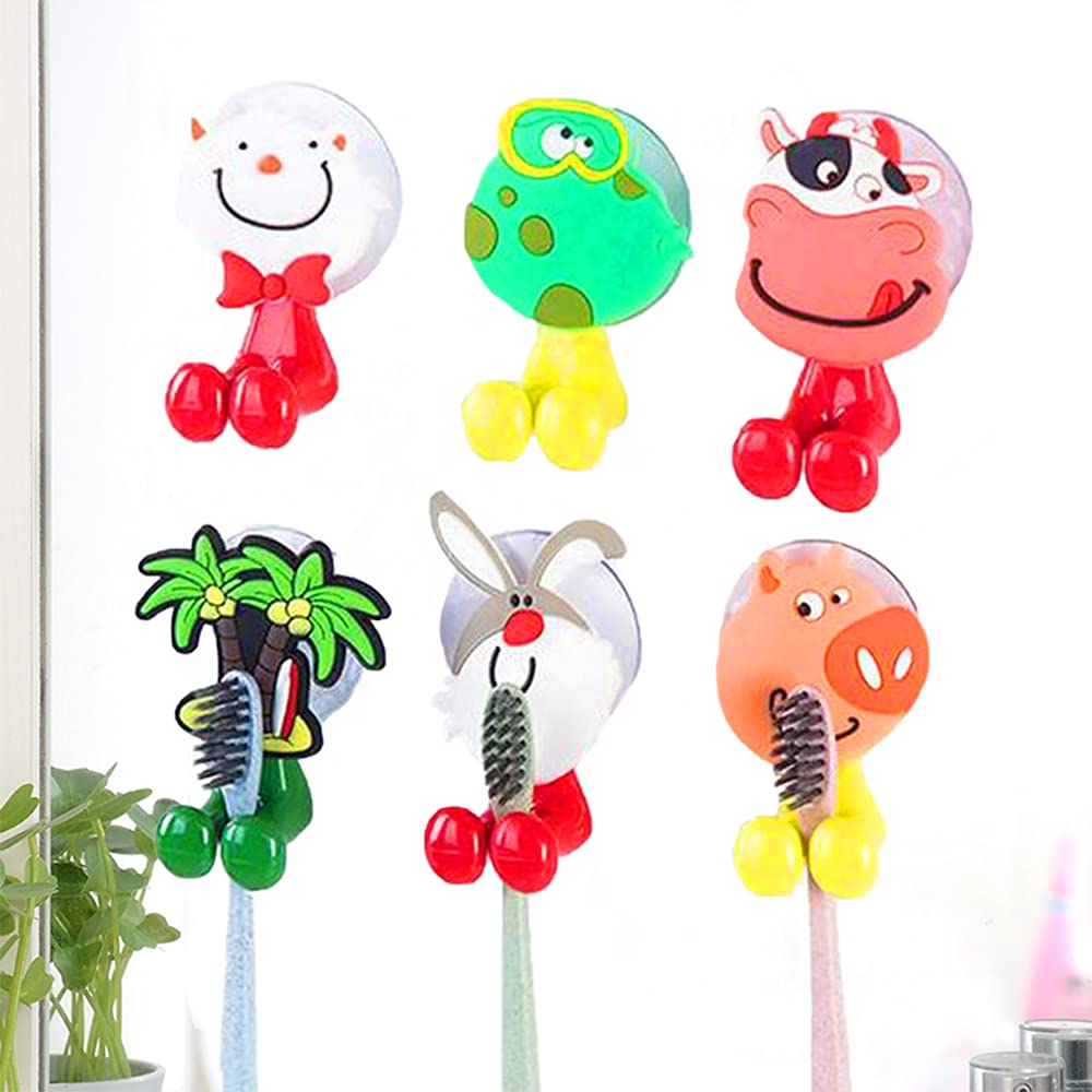 Toothbrush Holder For Kids, Cute Animal Wall Mounted Toothbrush Holder With Suction Cup (9 Pack Animal)
