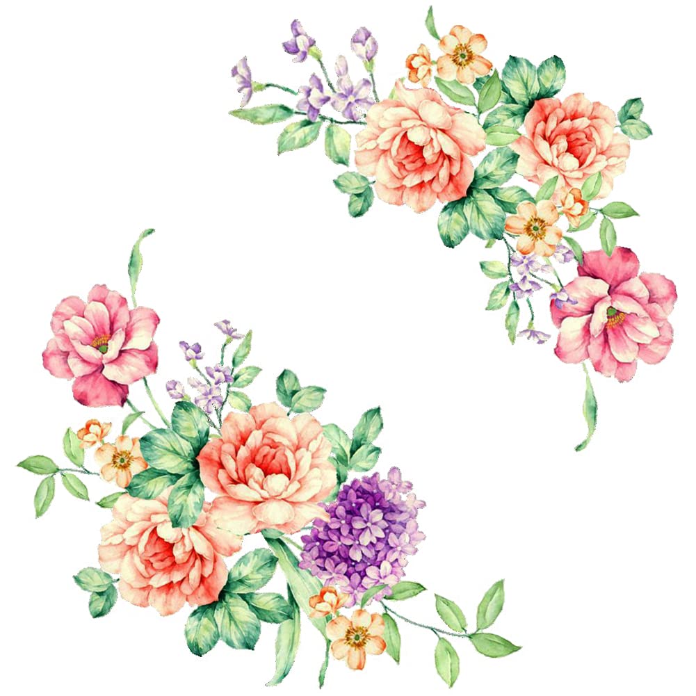 Witkey 2Pcs/Set Nobility Peony Floral Flowers Bathroom Toilet Wall Arts Decals Decors Removable Stickers For Bedroom Living Room
