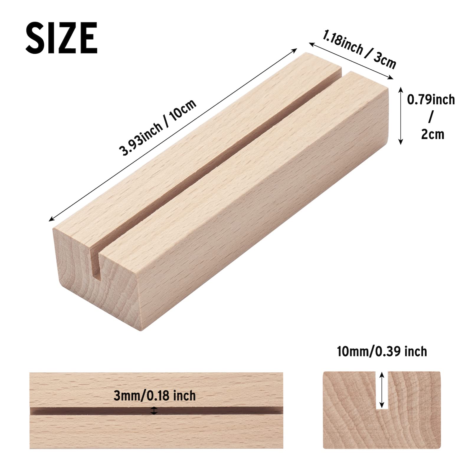 Facath 12 Pieces Wood Place Card Holders, Wooden Postcard Holder, Signs Table Number Stands Rustic Acrylic Sign Stand For Weddin