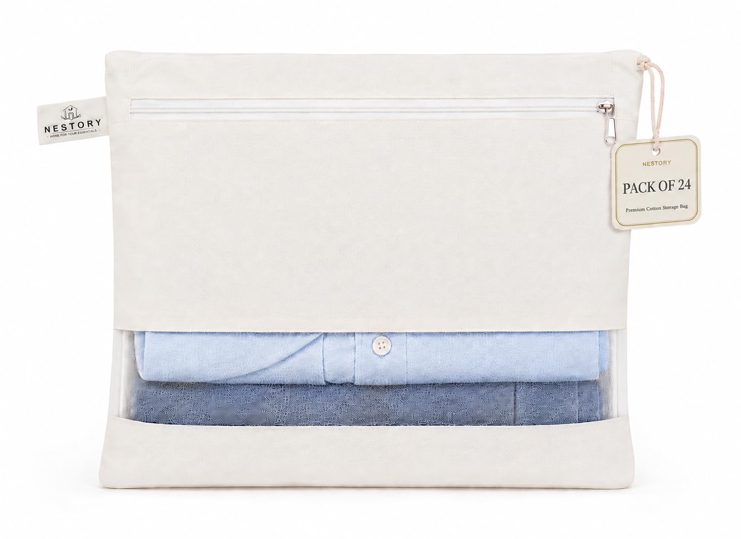 Nestory Shirt And Pant Storage Cover For Men With Zipper|Pack Of 24|