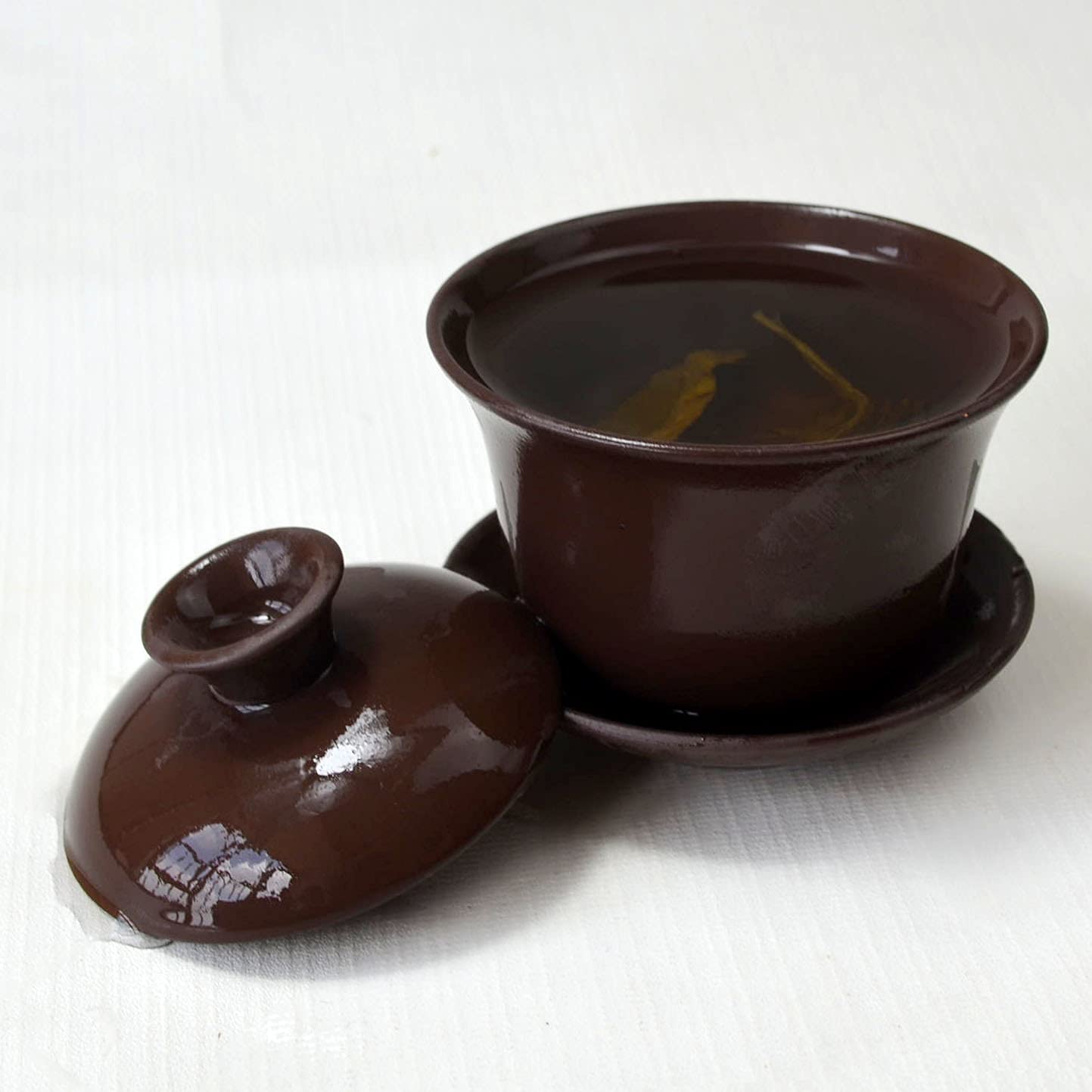 Yxhupot Gaiwan 150Ml Sancaiwan Brown Teacup 5Oz Tureen Tray Cup Tea Lid Bowl Saucer (Brown)
