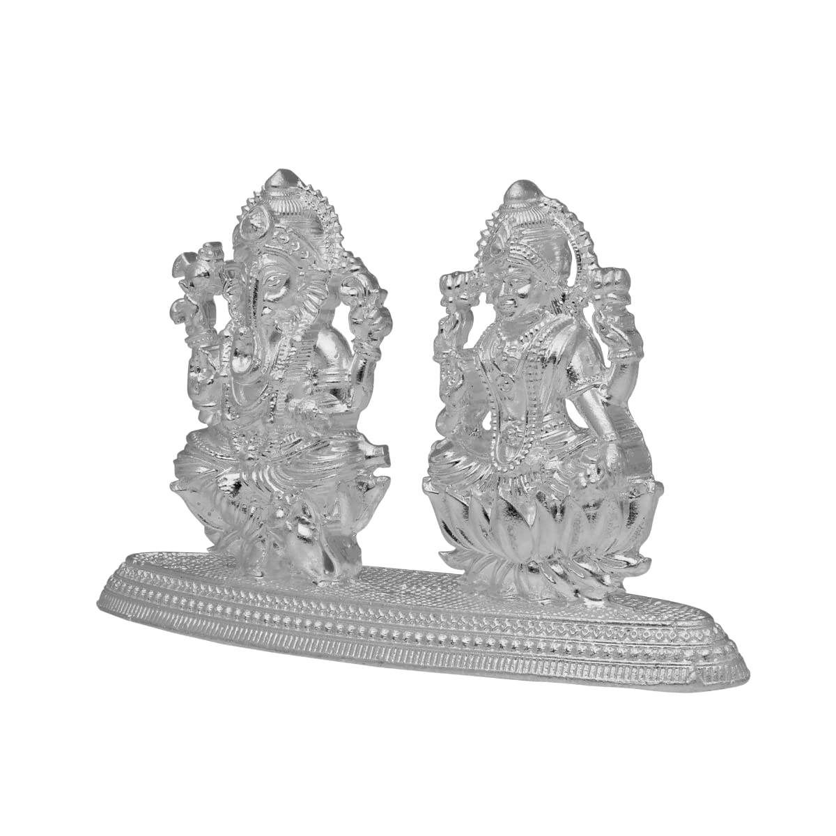 Sri Jagdamba Pearls 45 Grams Lakshmi & Ganesh Silver Idols 45 Grams | Idol For Home, Office, Temple And Table Decoration | Relig