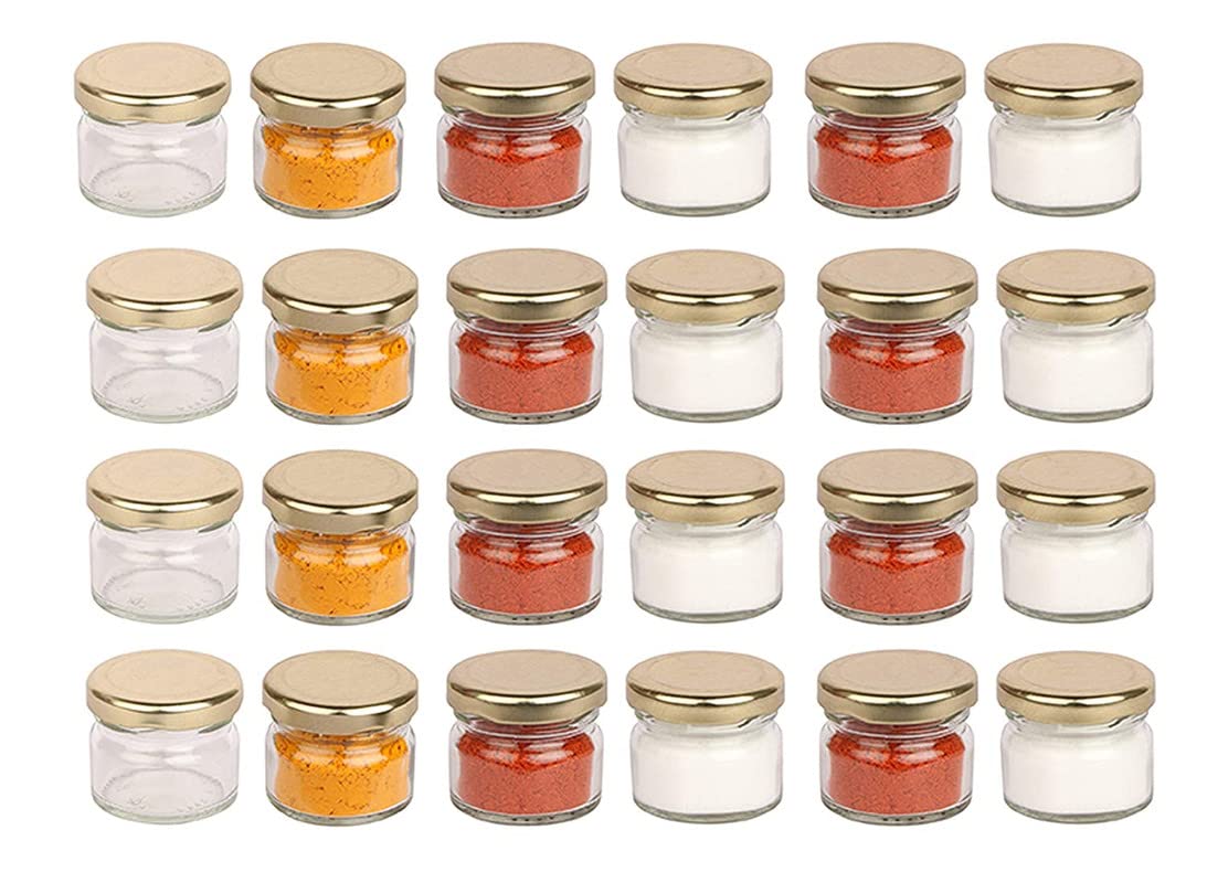 Pure Source India Very Small Mini Glass Jar Containers Cookie Jars  20 Ml, 16 Piece, Clear