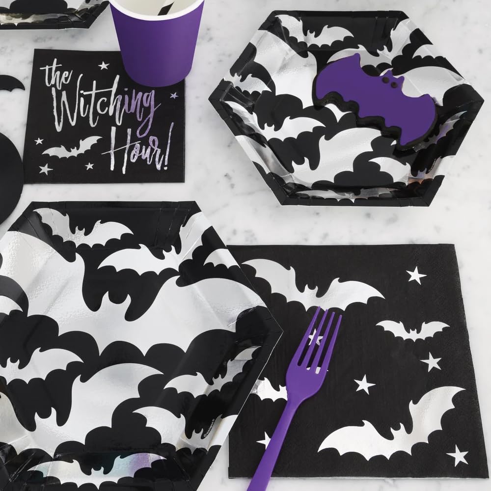 Silver Bats Halloween Luncheon Napkins - 20 Count - Spooky & Stylish Party Decor, Perfect For Festive Halloween Gatherings