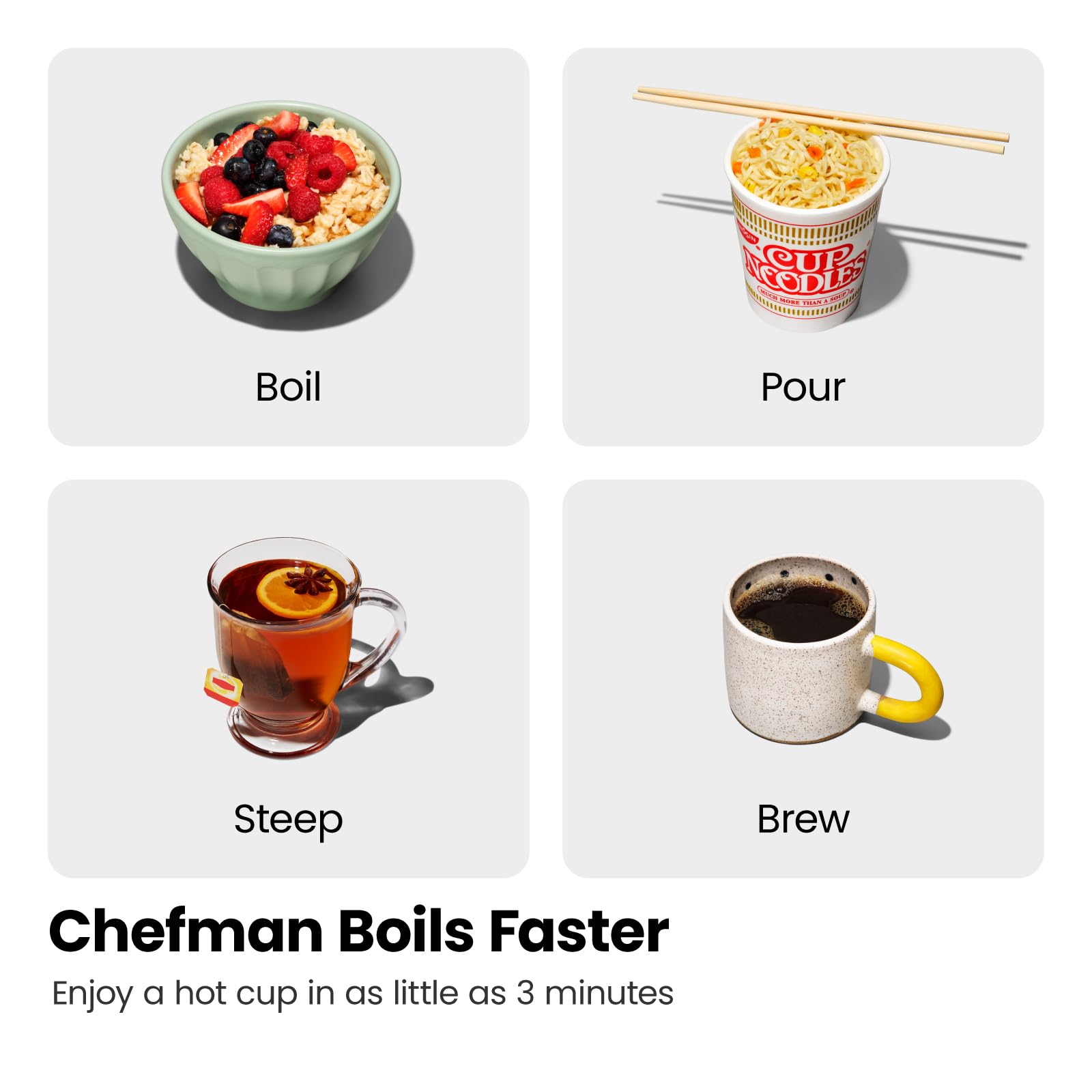 Chefman Electric Kettle With Tea Infuser, 1L 1500W, Removable Lid For Easy Cleaning, Boil-Dry Protection, Stainless Steel Filter