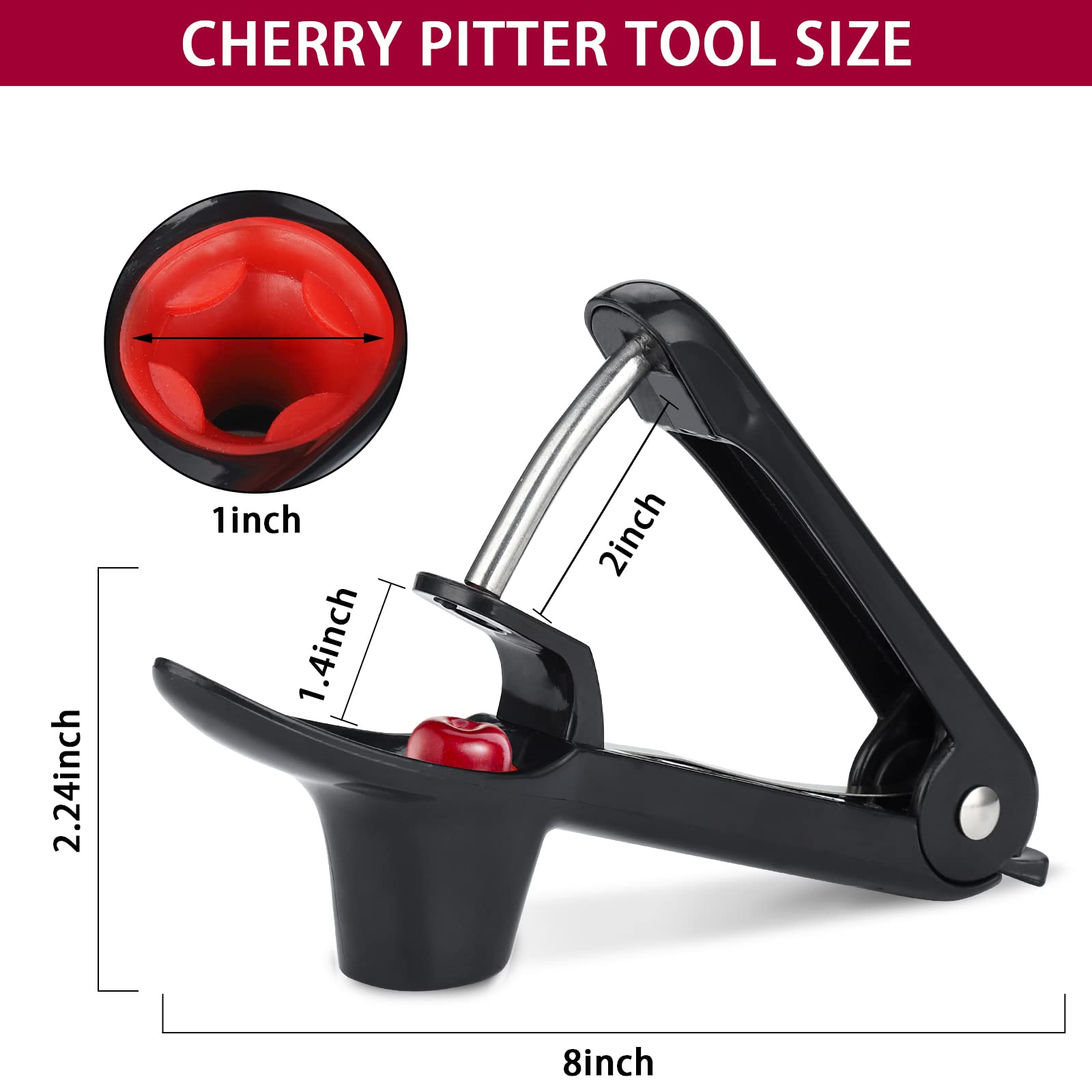 Firjuty Cherry Pitter - Heavy-Duty Olive And Cherry Pitters Corer Tool With Space-Saving Lock Design, Multi-Function Cherries St