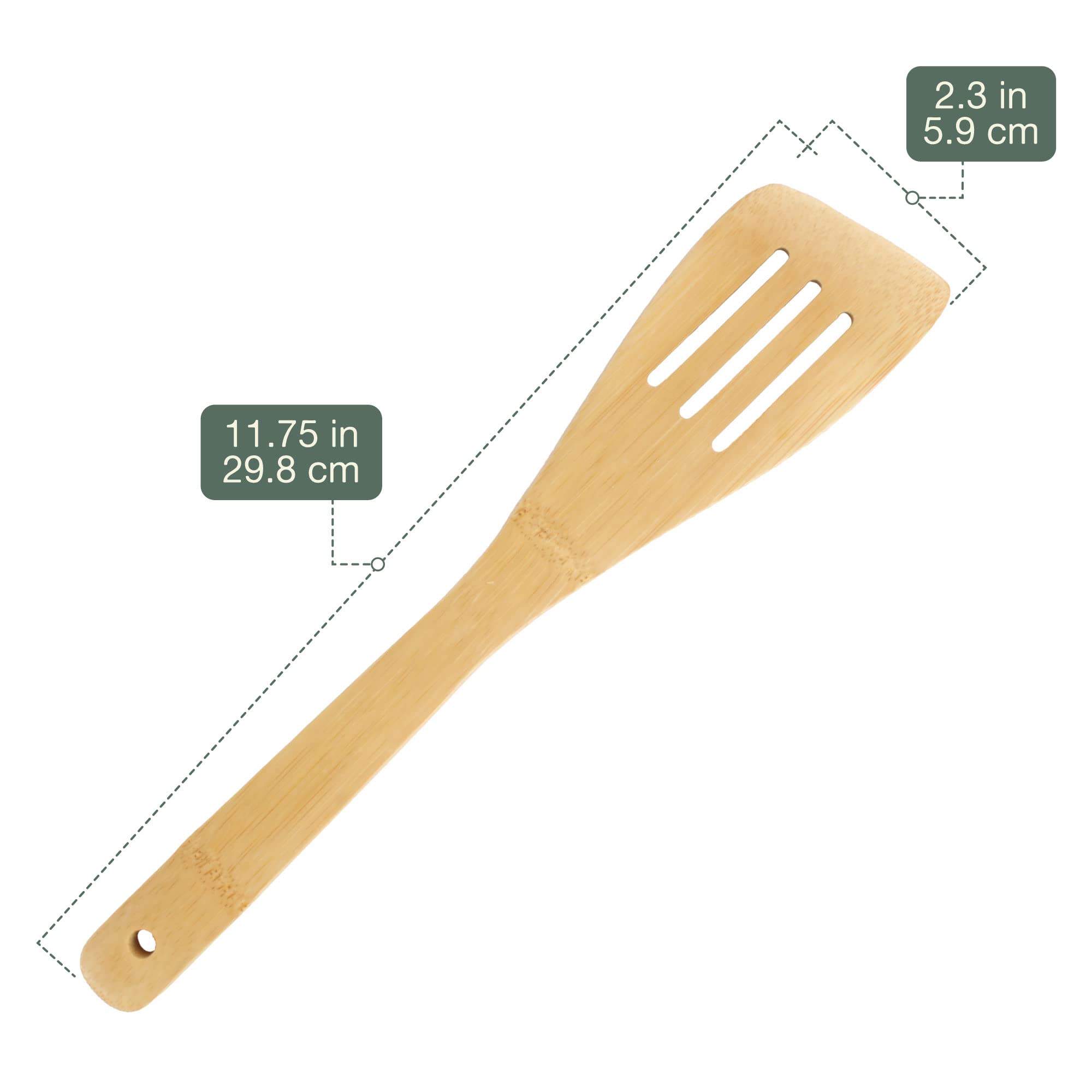 Bamboo Serving/Cooking Utensils - B13 - Angled Slotted Spatula - 5 Pieces