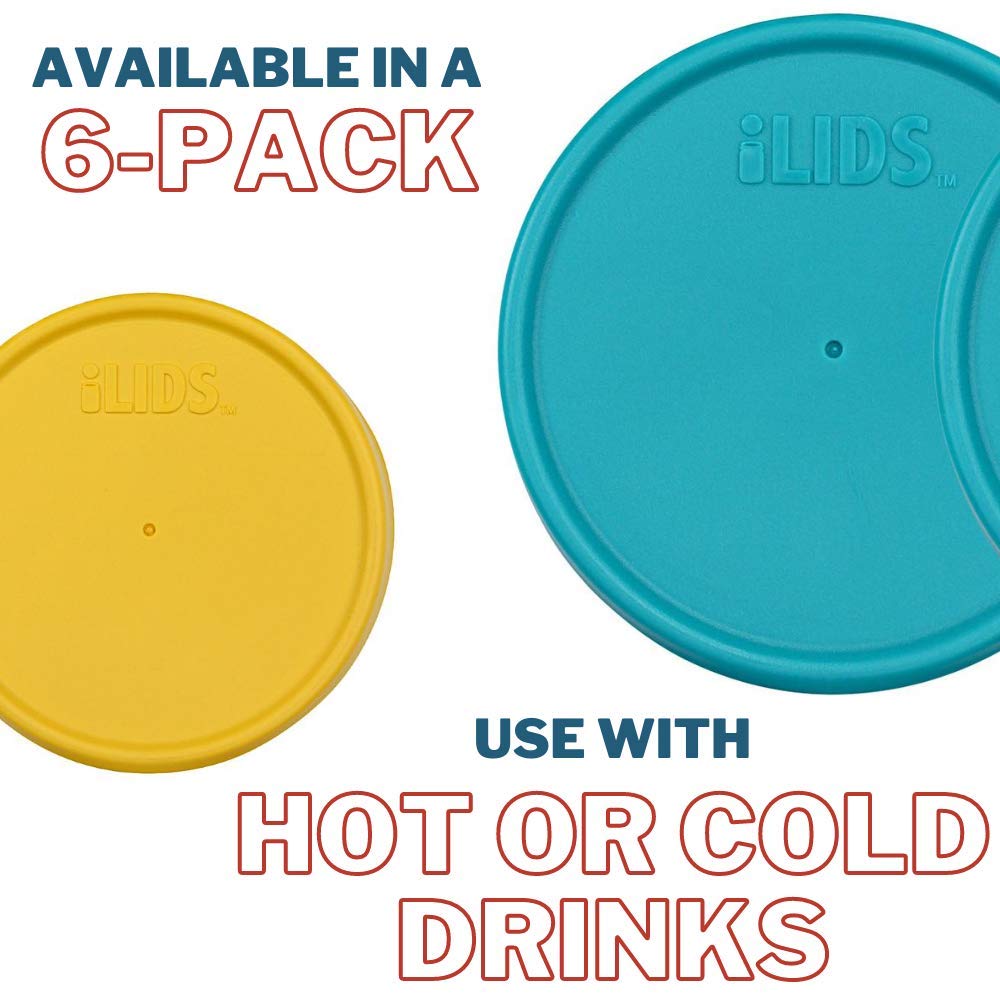 Ilids Mason Jar Storage Lid, Wide Mouth, Classic Colors, Pack Of 6