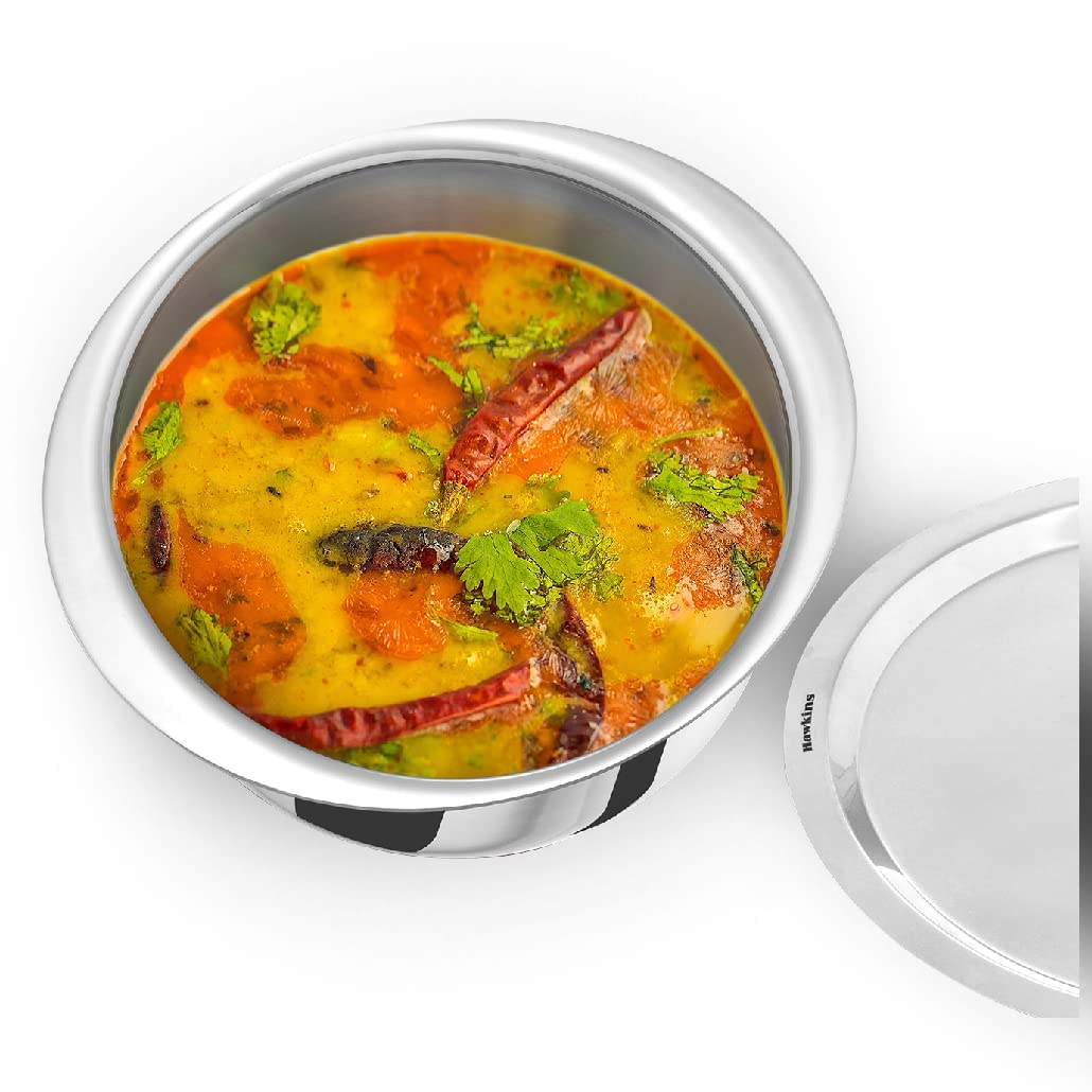 Hawkins 4 Litre Metro Patila, Triply Stainless Steel Tope with Stainless Steel Lid, Induction Bhagona, Tapeli, Silver (Ssp40S),P
