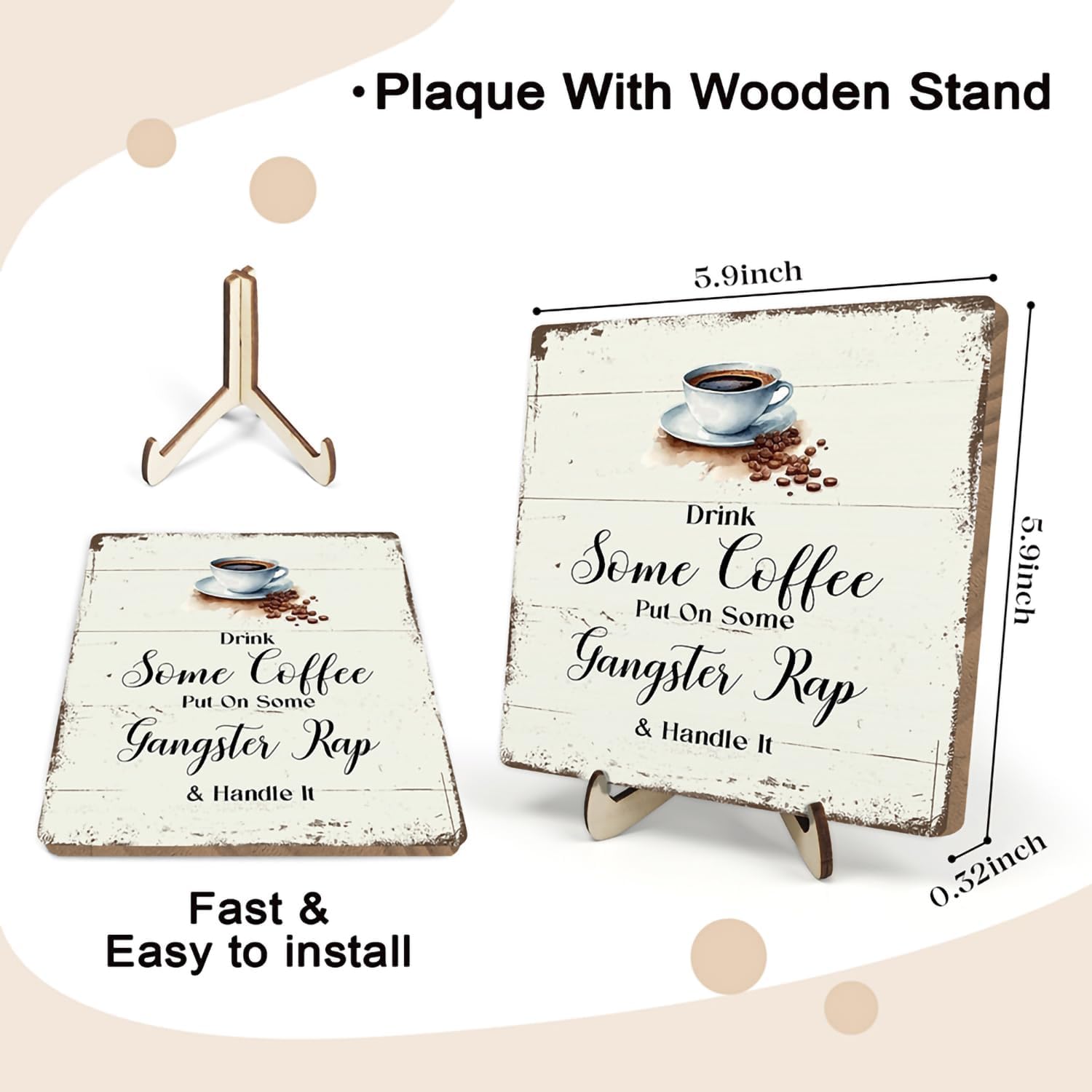 Coffee Bar Sign Plaque, Coffee Signs for Coffee Station, Vintage Coffee Sign Decor for Kitchen, Coffee Bar Accessories, Farmhous