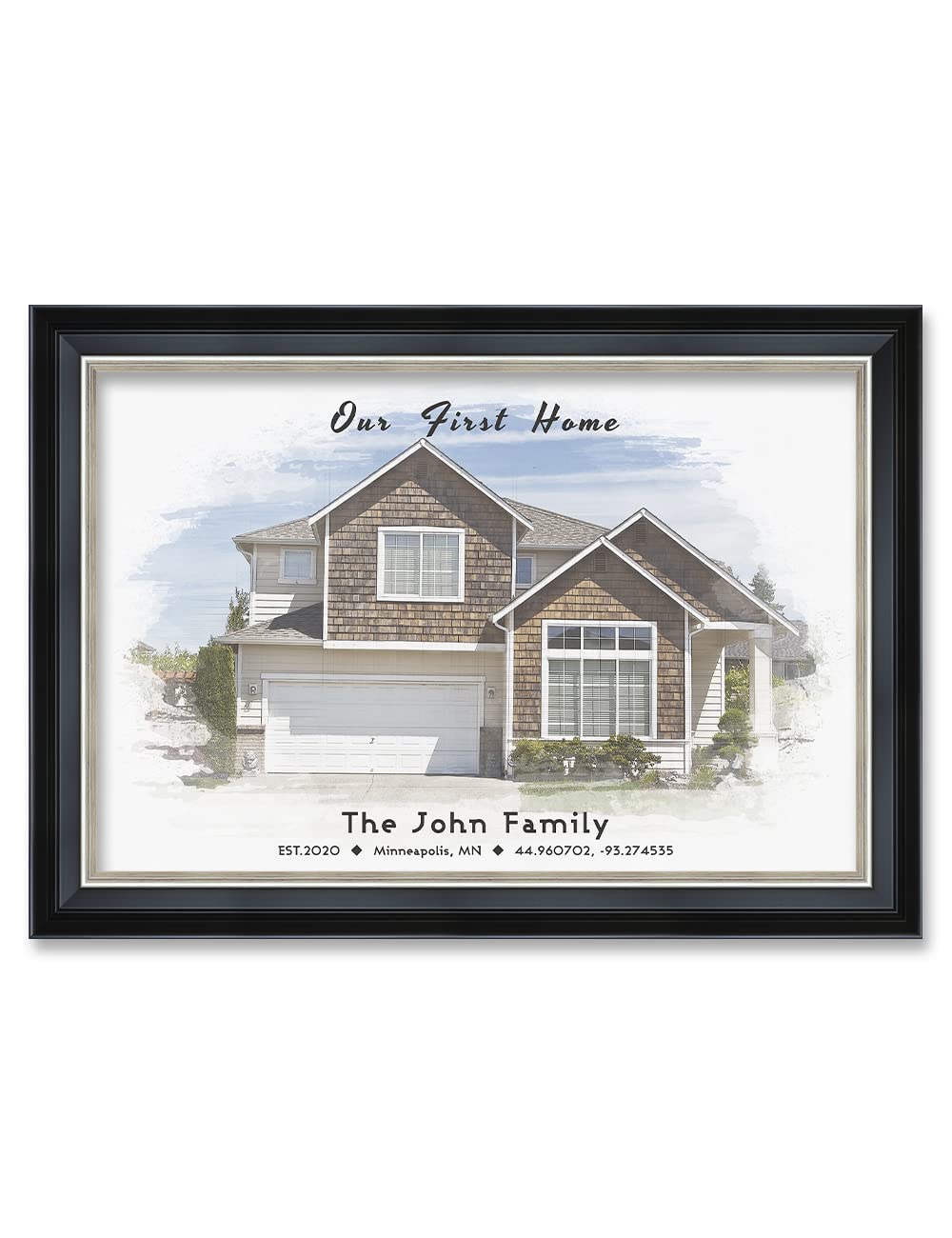 Ipic - Custom Watercolor House Portrait. Personalized Framed Artwork Housewarming Gift Customized Giclee Prints, Custom Giclee P