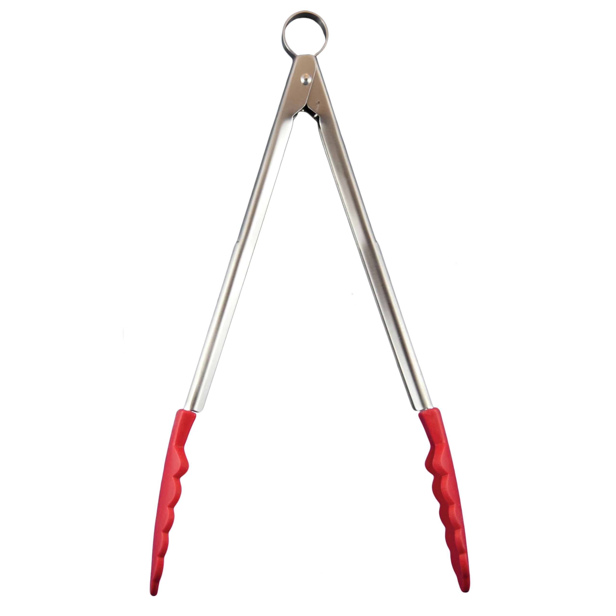 Cuisipro 12-Inch Silicone Locking Tongs, Red