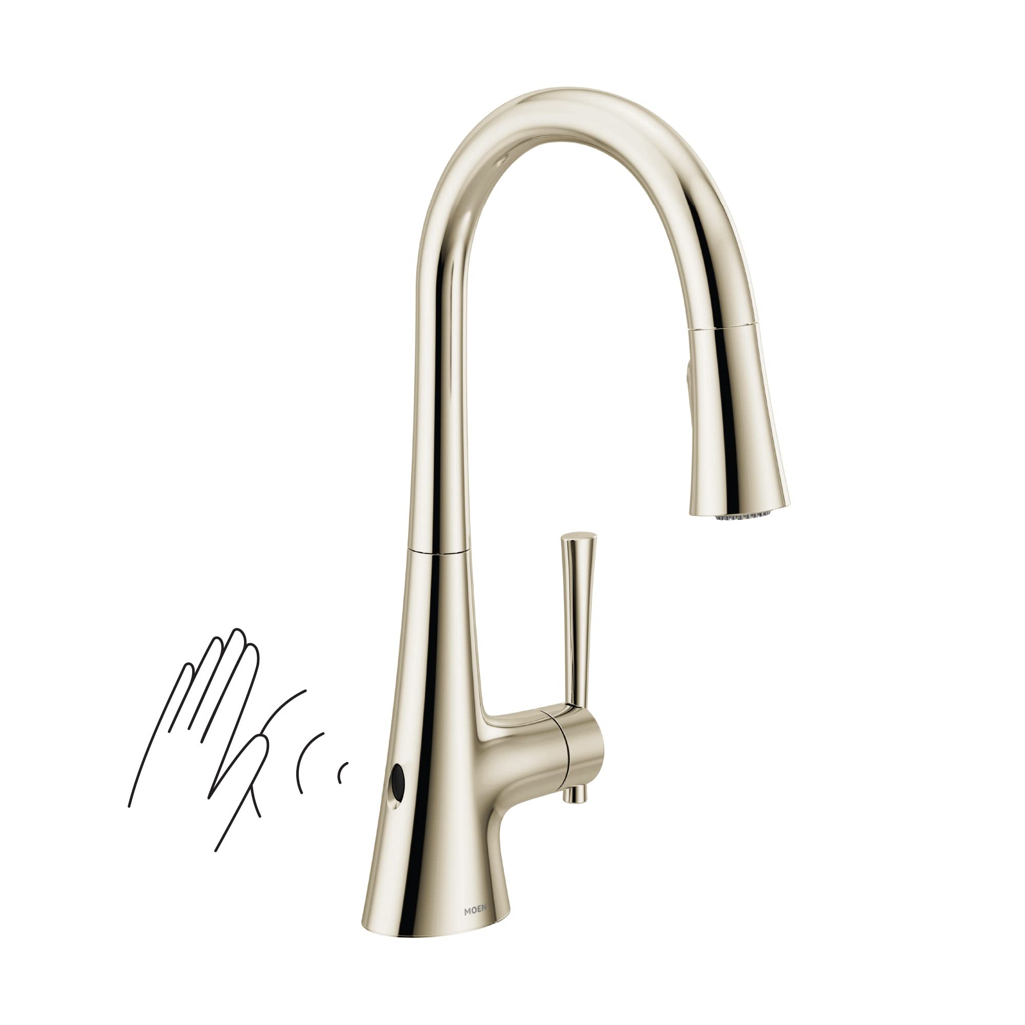Moen 9126EWNL Kurv Collection Motionsense Wave Sensor Touchless One Handle High Arc Pulldown Modern Kitchen Faucet Featuring Pow