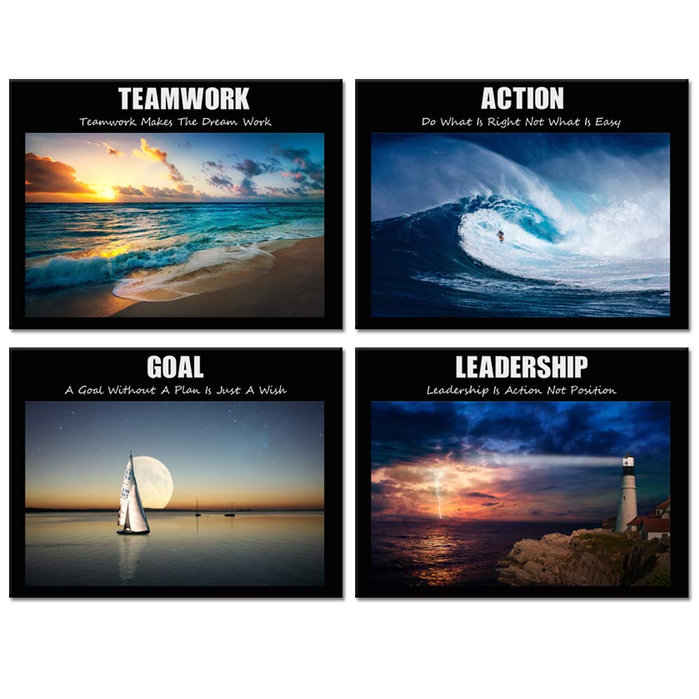 Visual Art Decor Large Motivation Teamwork Leadership Action Goal Inspirational Quotes Canvas Wall Art Ocean Waves Sea Seascape