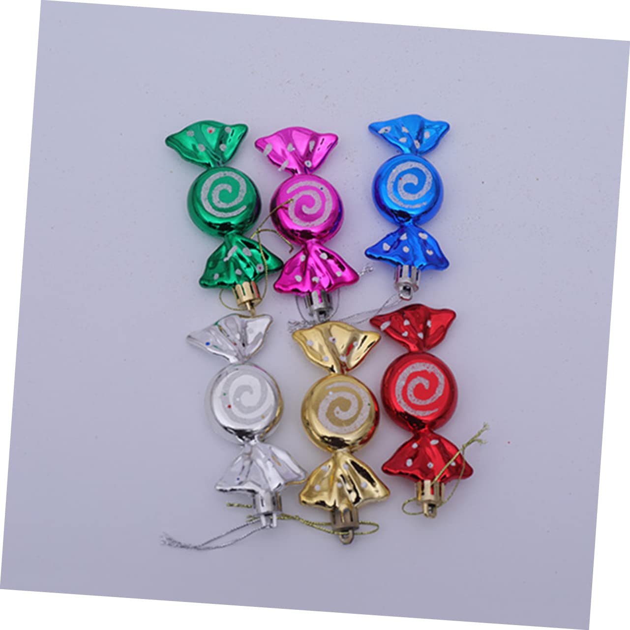 ABOOFAN 6Pcs Christmas Candy Ornament Glitter Peppermint Candy Cane Hanging Ornaments for Christmas Tree Decorations Xmas Holida