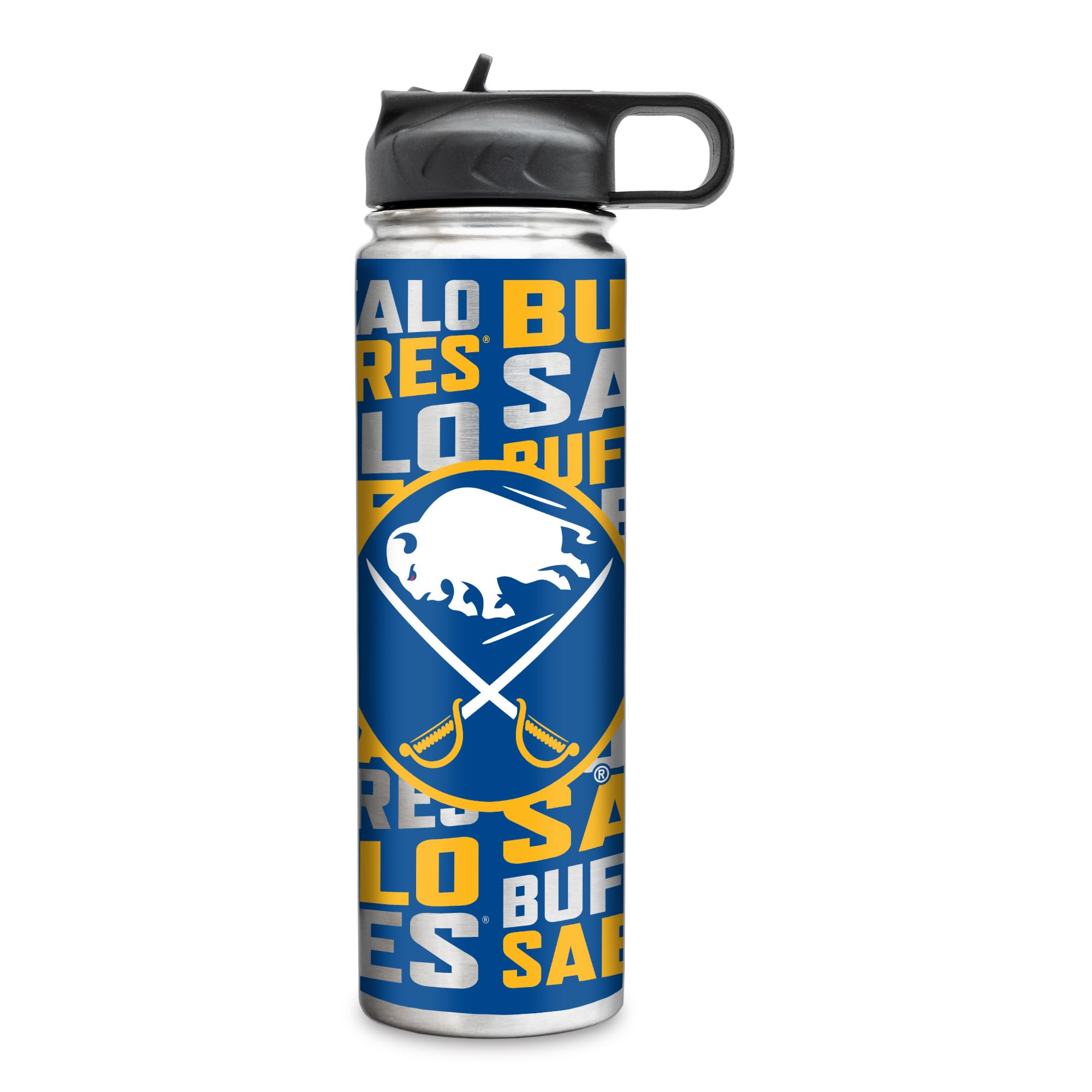 Rico Industries NHL Hockey Buffalo Sabres 22oz Stainless Steel Tumbler with Lid - Great For Coffee, Tea, Water or Cocktails