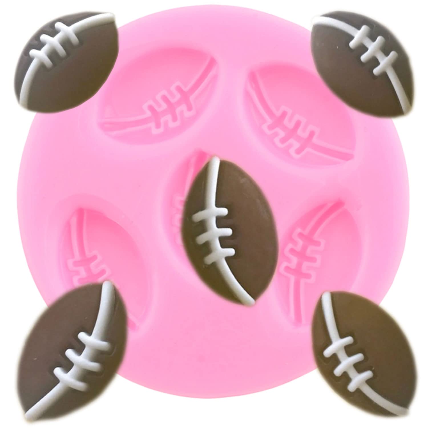 Mujiang Ball Silicone Molds Football Baseball Basketball Rugby Fondant Mold For Cake Decorating Chocolate Candy Clay Set Of 4