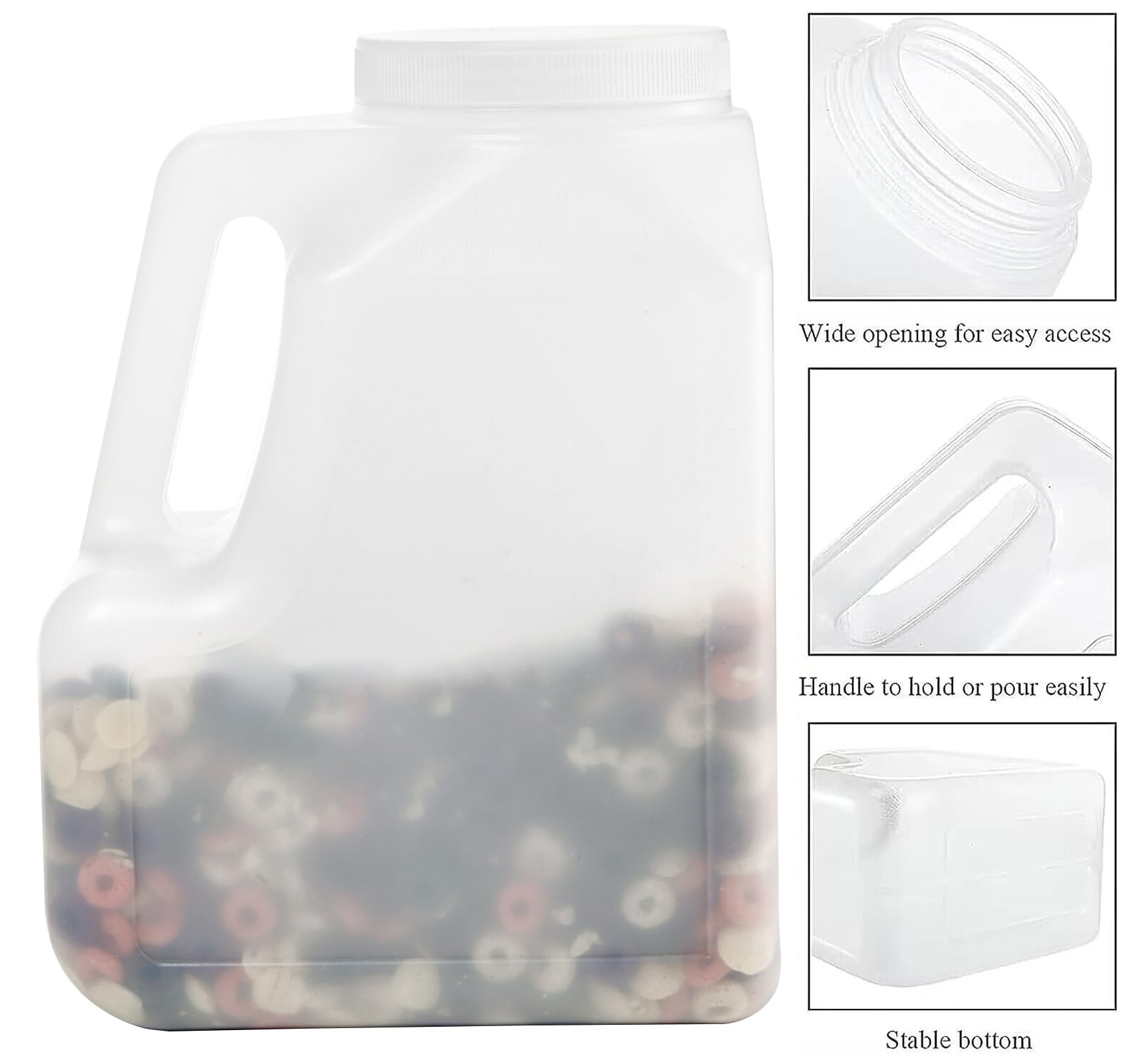 Yesland 2 Pcs White Plastic Gallon Jar With Handle And Airtight Lid - Square Empty Storage Containers And Jugs - 1.25 Gallon Wid