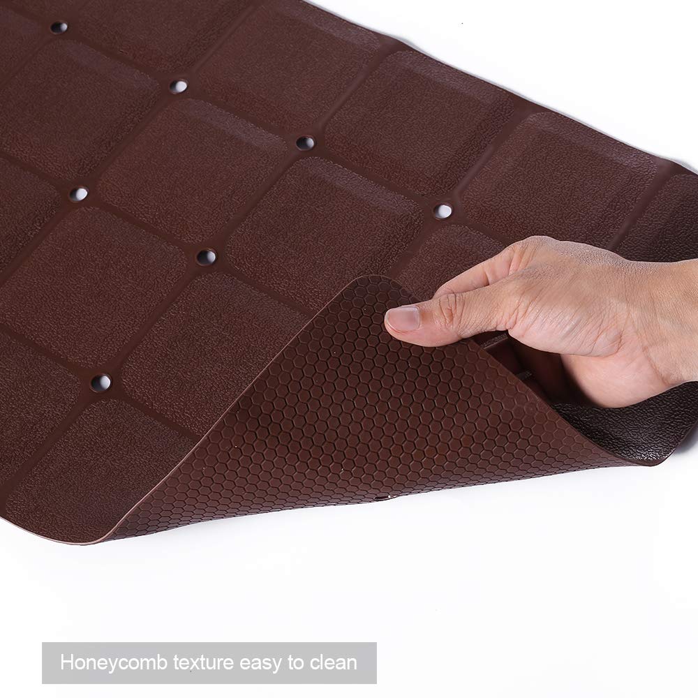 Webos Foldable Non Slip Silicon Bath Mat Bathtub mat no Suction Cups for Textured Tub and Reglazed Tub (Chocolate  28-inch x 14-inch)