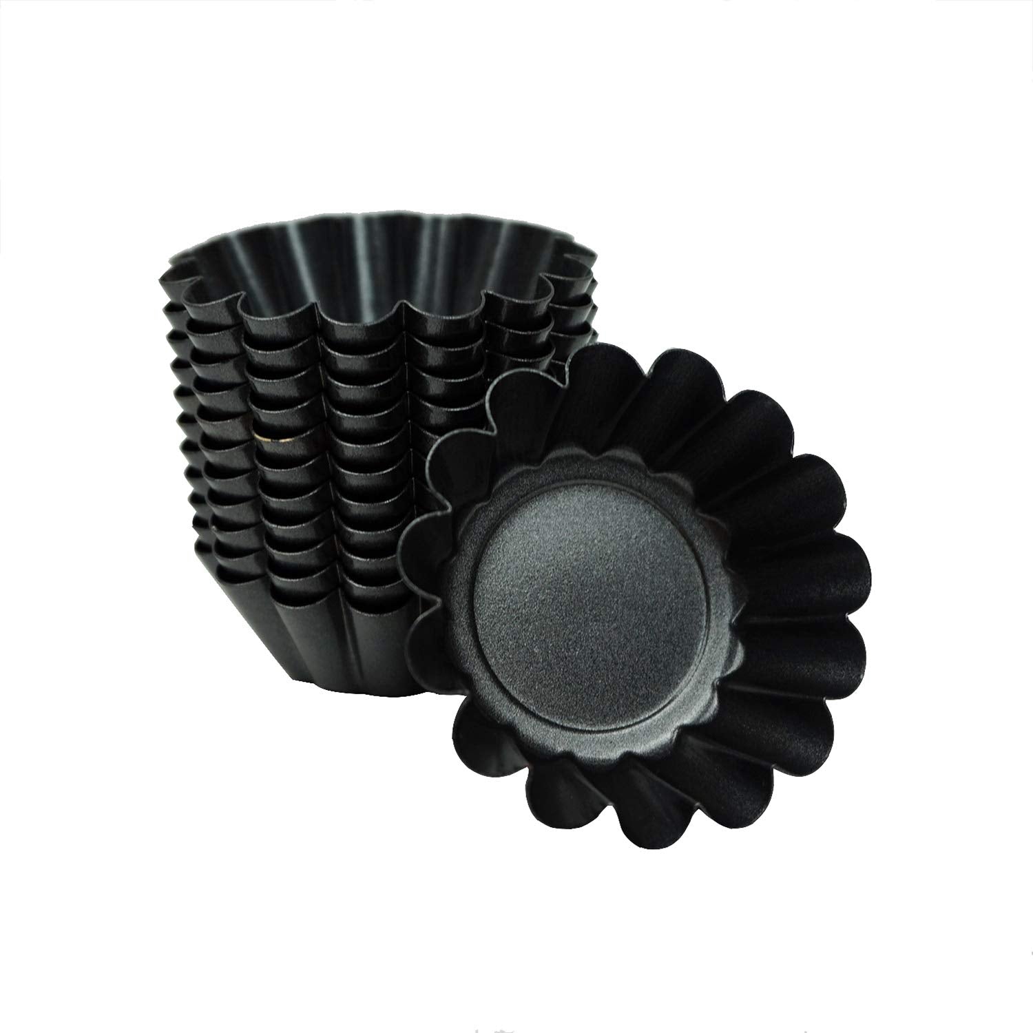 Proshopping 12 Packs Min Egg Tart Pan, Non-Stick Carbon Steel Egg Tart Molds,Tartlet Tins,Mini Pie Mould, Muffin Cupcake Pudding