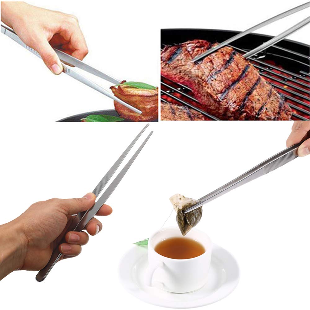 2 Pcs 12-Inch Tweezer Tongs,Kitchen Tweezer Tongs,Extra-Long Stainless Steel Tweezers Tongs,Long Food Tongs With Precision Serra