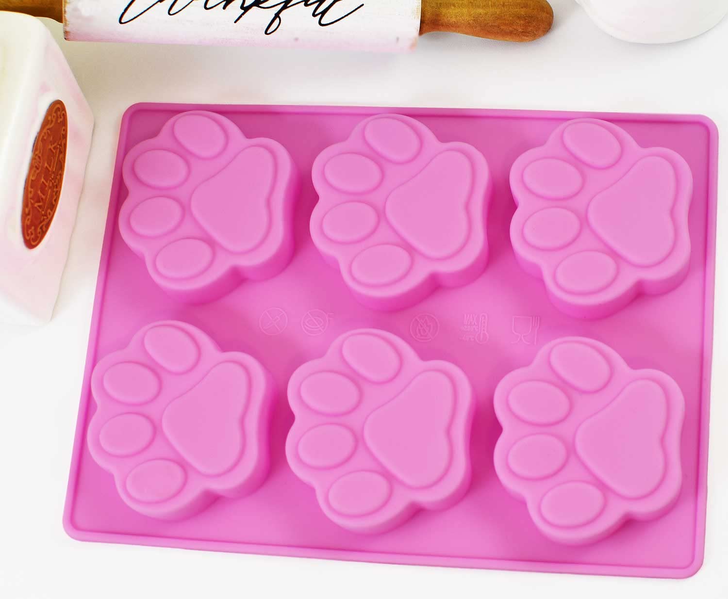 3 Pack Silicone Mold Dog Homemade Treat Paw Shape, Puppy Dog Paw Shaped, Reusable Silicone Molds, Easy To Clean, Suitable For Mi