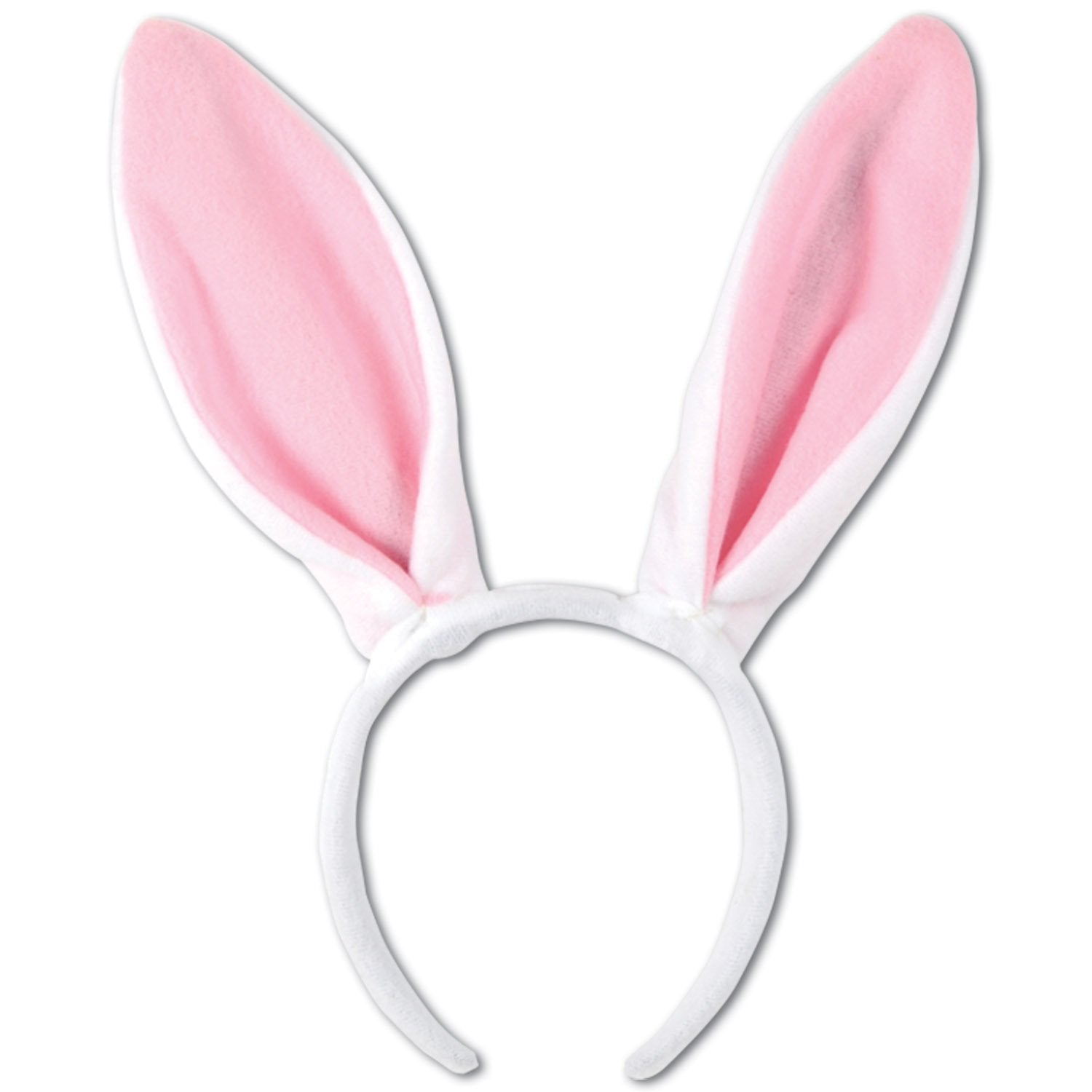Soft-Touch Bunny Ears (White & Pink) Party Accessory (1 Count) (1/Pkg)