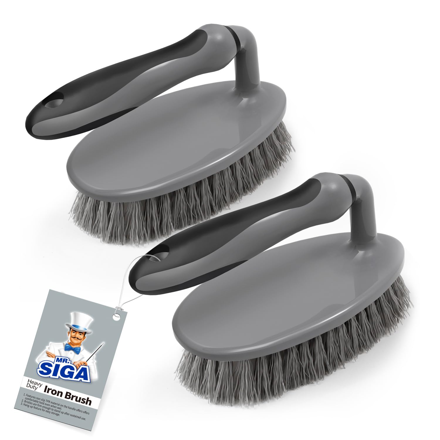 MRSIgA Heavy Duty Scrub Brush with comfortable grip  cleaning Brush for Bathroom  Shower  Sink  Floor  2-Pack