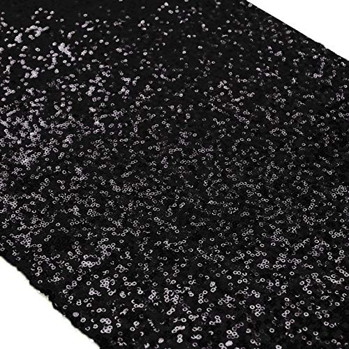 Shinybeauty 12X72-Inch Rectangle-Black-Sequin Table Runner- For Wedding/Party/Decor (12X72-Inch) (Black)