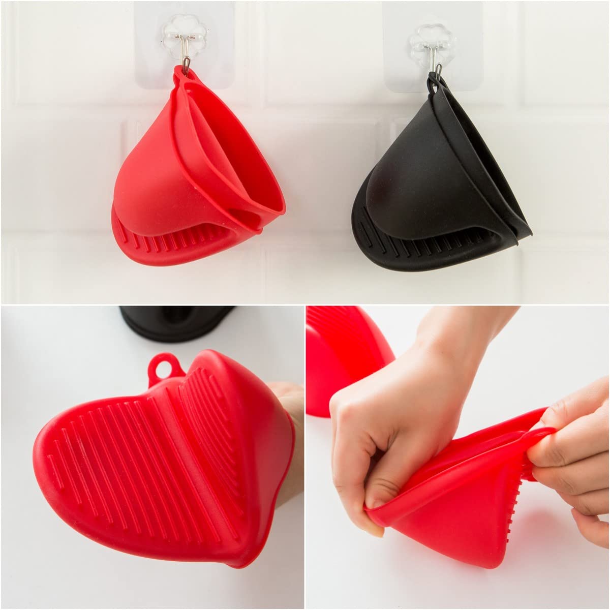 Aortdes Silicone Cooking Pinch Grips Oven Mitts - Finger Protector Pot Holder For Kitchen,Cooking,Baking,Bbq - Heat Resistant Gl