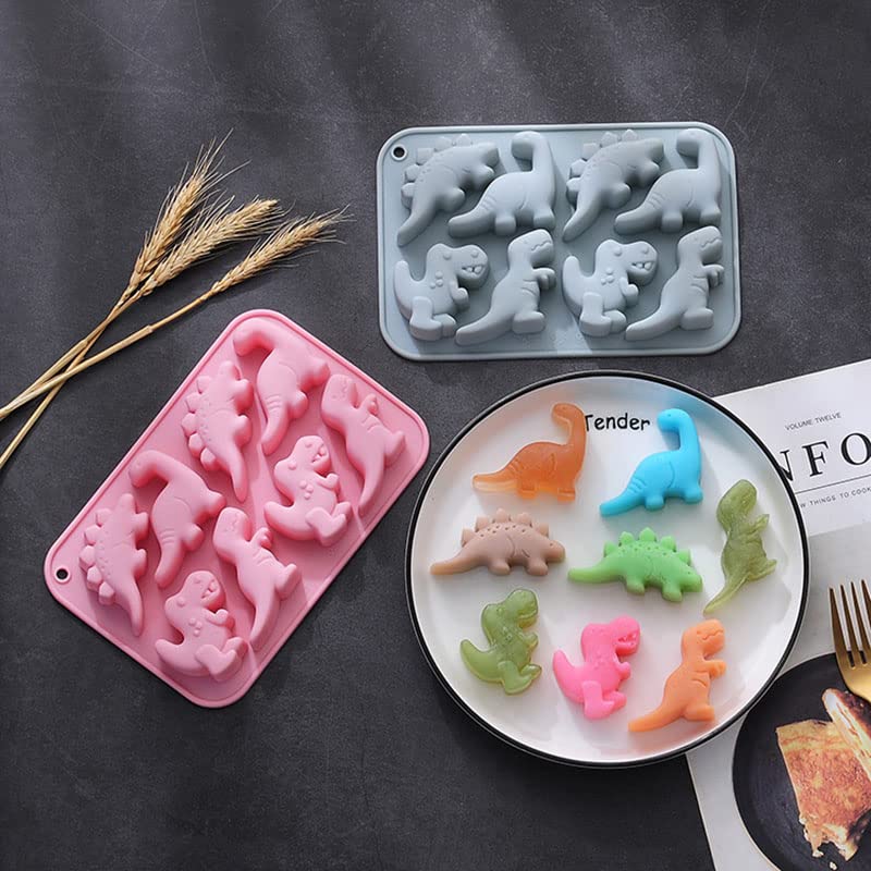Sujosa Silicone Cake Pop Mold Non Stick Fancy Mold Cake Pan 8 Cavity Dinosaur Shape Candy Cupcake Cornbread Chocolate Brownie Gu