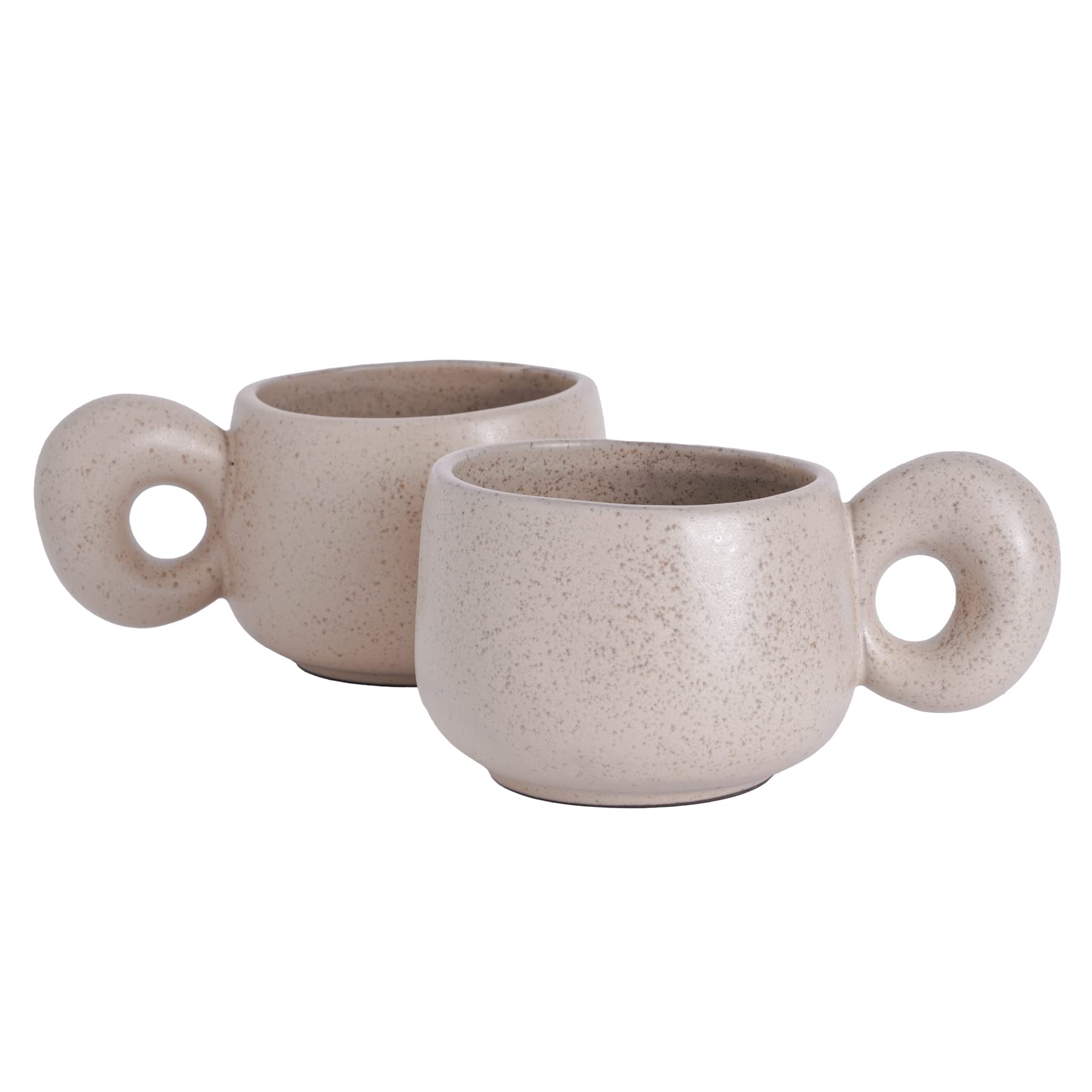Uaral Cermic Small Coffee Mugs 10 Ounce Cappuccino Mugs Handmade Mug Set with Onefinger Handle for Mocca,Latte,Cereal,Yogurt an