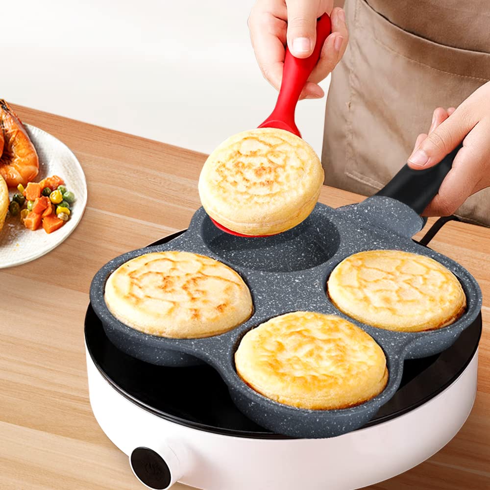 Buecmue Rustless Egg Frying Pan | 4-Cup Nonstick Easy Clean Egg Cooker Omelet Pan For Breakfast Swedish Pancake  Plett  Crepe Pan Gas Stove and Other Stoves Cookware
