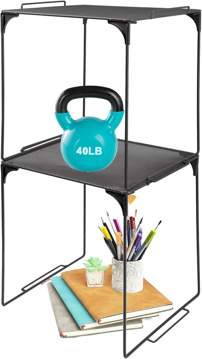 Piffny Locker Organizer Shelf, Black, 2 Pack
