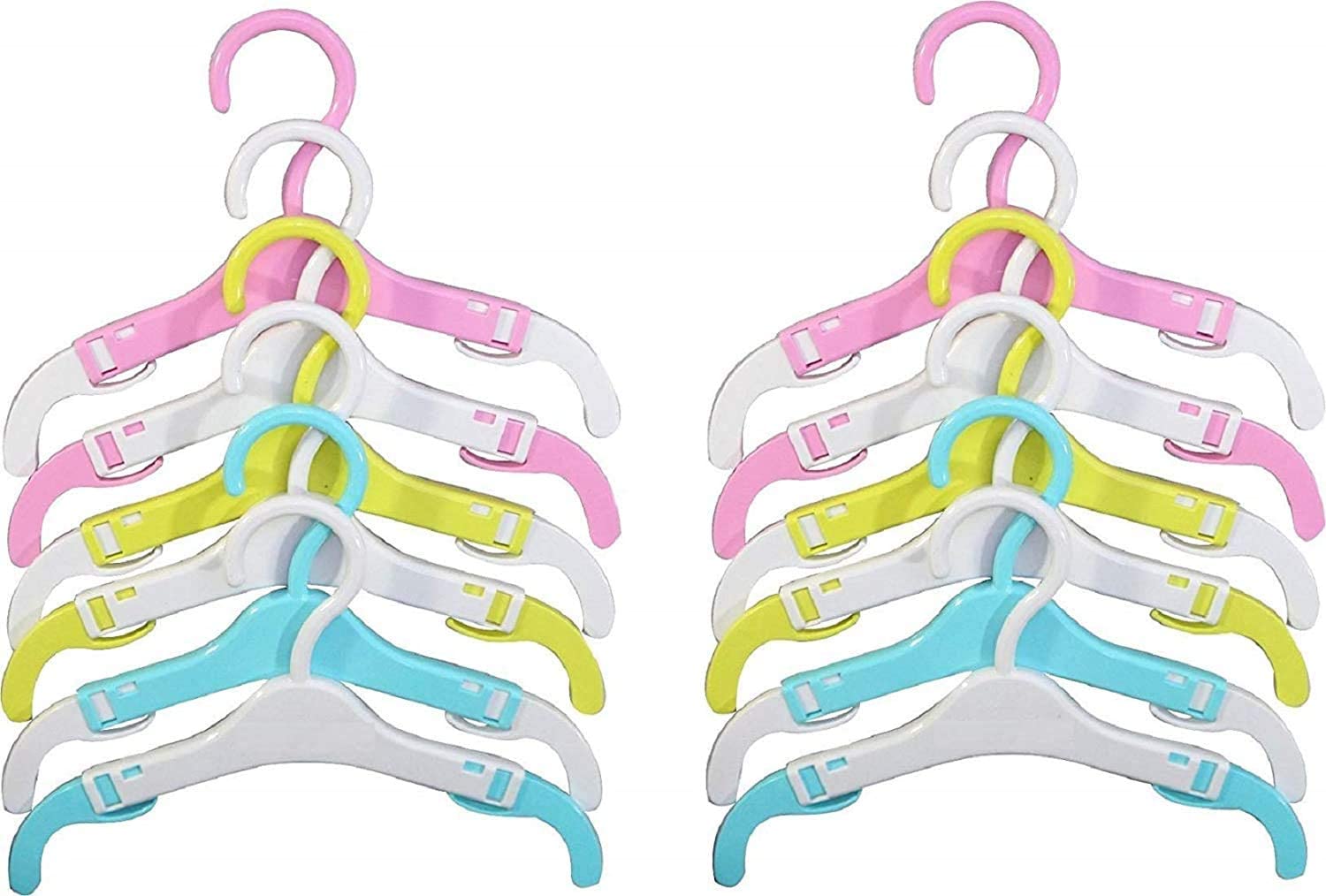 Koochie-Koo Telescopic Adjustable Extendable Anti Slip Plastic Hanger With Hooks For Kids Clothes Wardrobe Rack(Pack Of 12, Mult