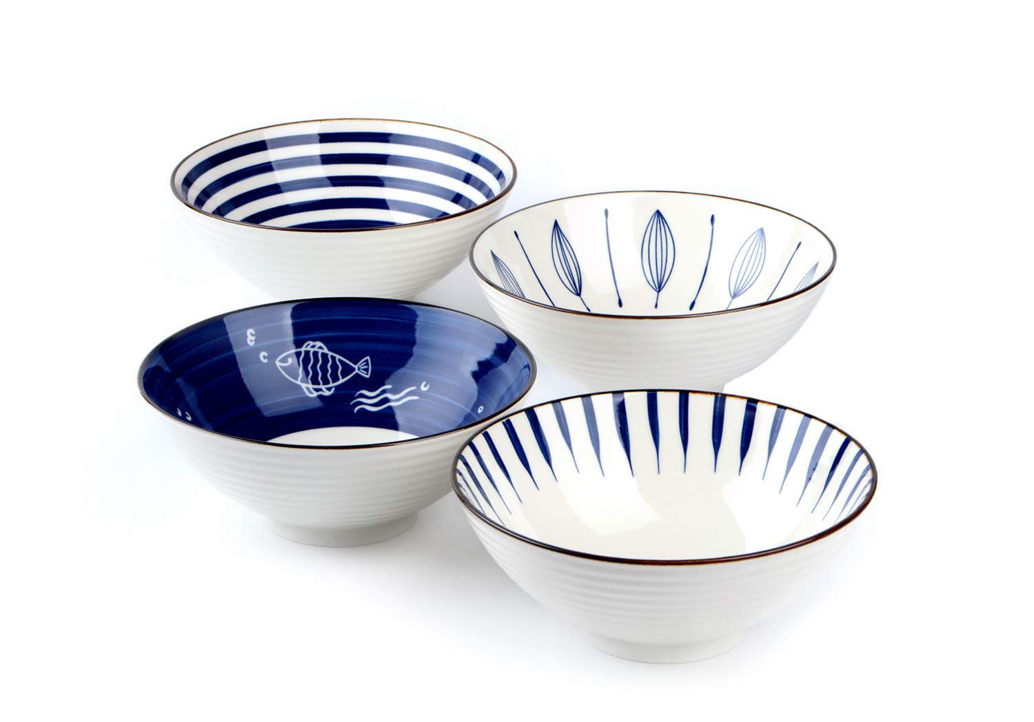Porcelain Bowls Set Of 4, Ceramic Salad Bowl, Large Serving Bowl For Desserts, Ramen, Pho, Noodles, 35 Ounce,8-Inch Pho, Noodles
