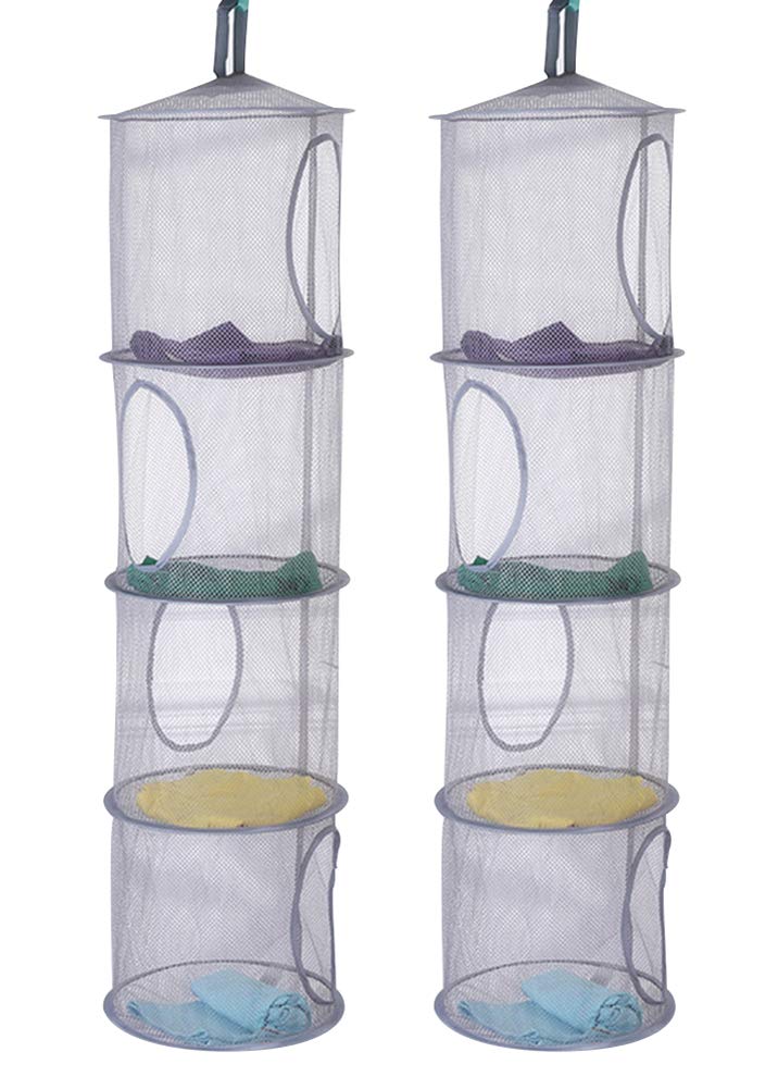 Chezmax Hanging Mesh Storage Organizer Foldable Space Saver Bags Toy Storage Basket For Kids Room Bathroom Wardrobe Wall Balcony