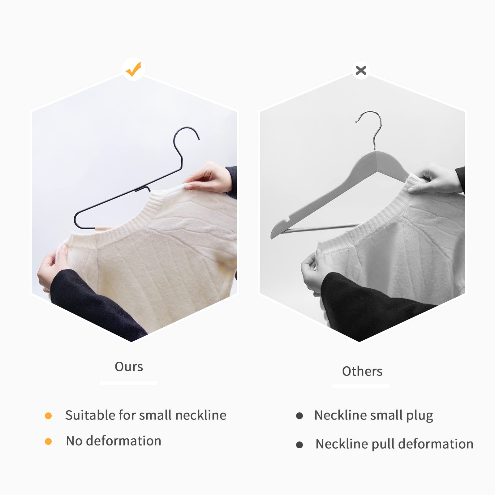 Nature Smile Premium Black Matt Metal Suit Clothes Hanger 10 Pack With A Smooth Beech Wood Pants Bar,Unique Coat Hanger Dress Ha