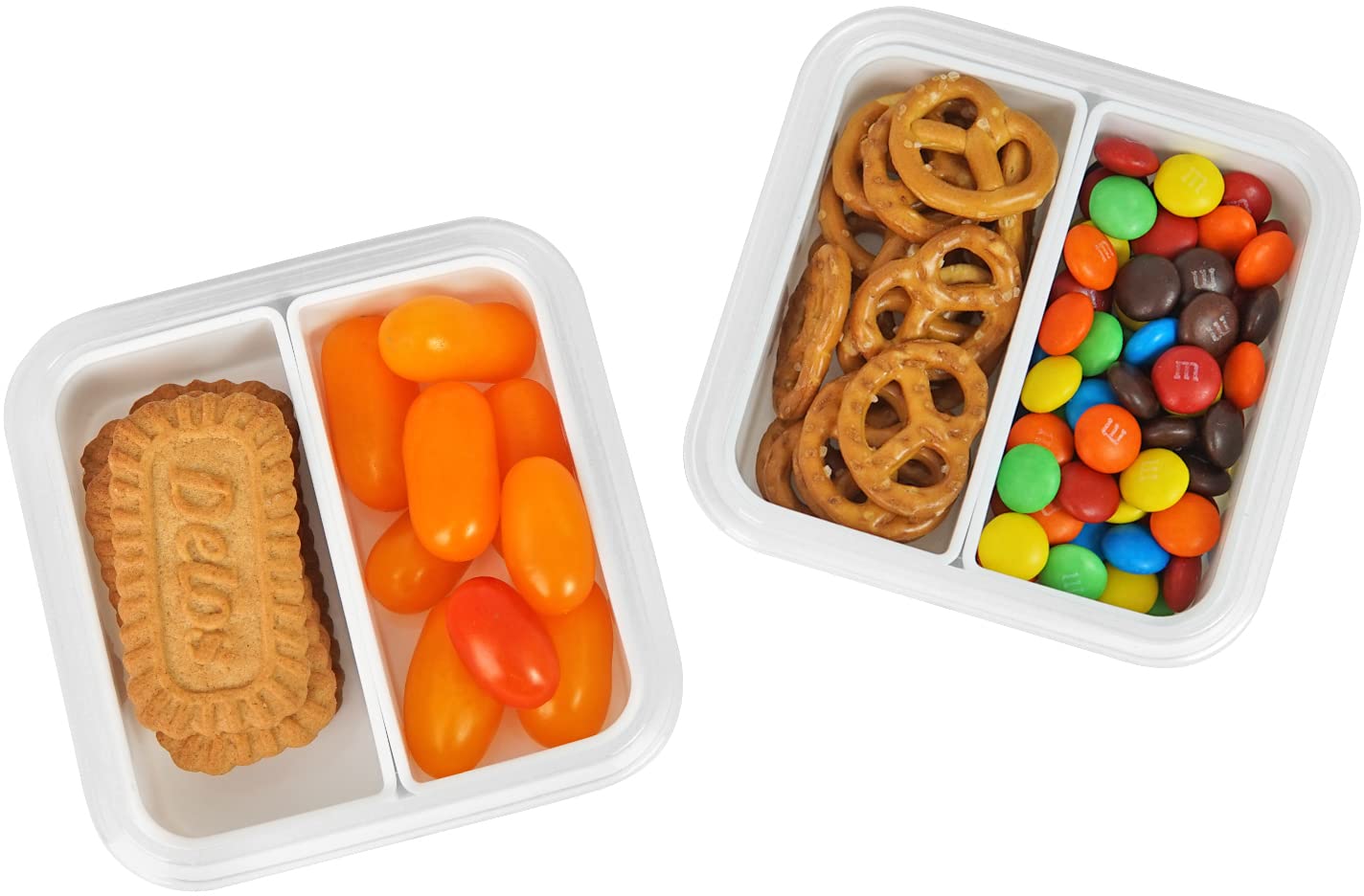 Carrotez 2 Compartment Snack Containers, Small Food Storage Containers, Small Snack Containers With Airtight Lids For Mini Fridg