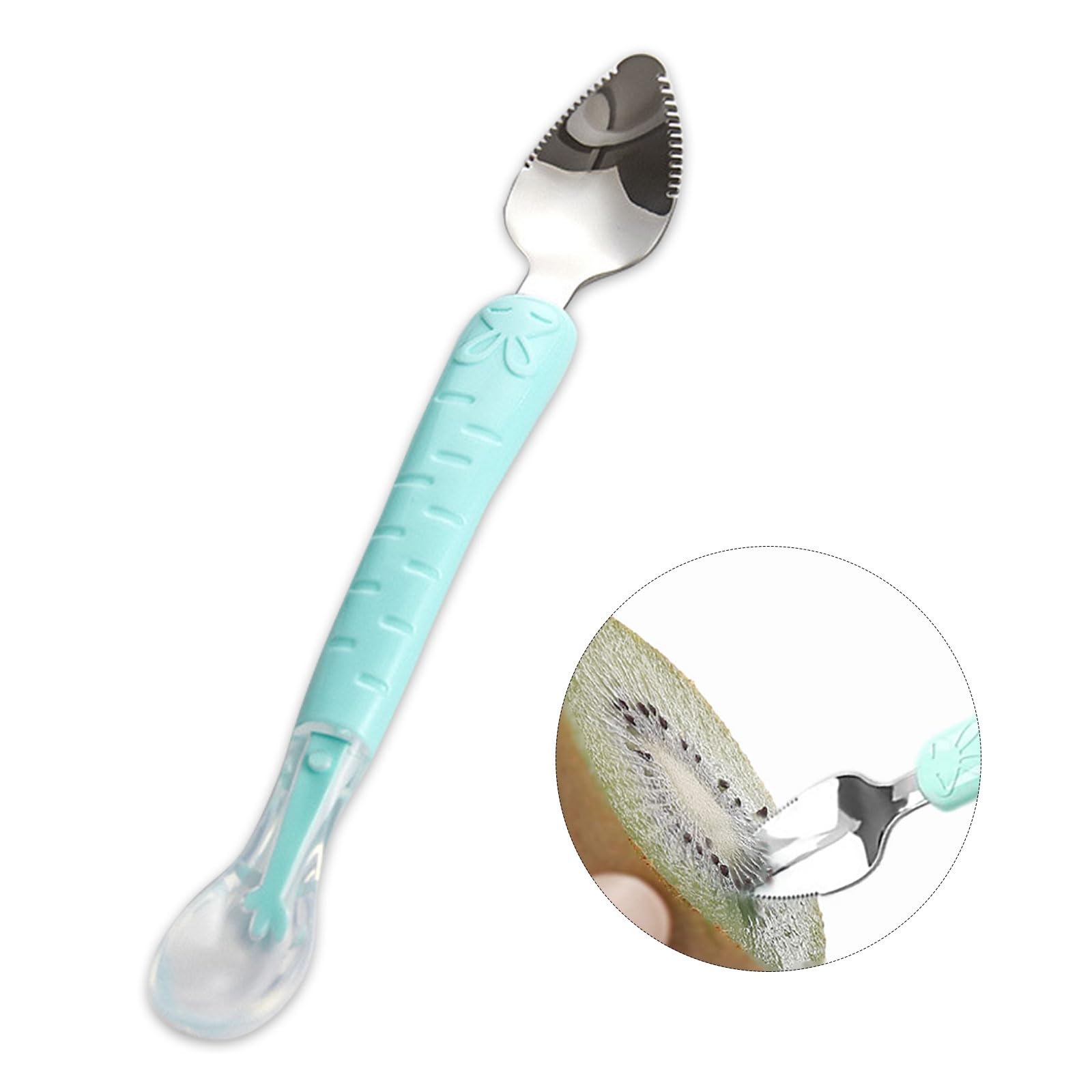 Double Head Baby Silicone Food Spoon (Green), Baby Fruit Scraping Mud Spoon, Feeding Spoons Training Spoon For Infants, Baby Led