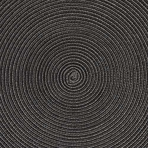 DII Black Round Polypropylene Woven Placemat (Set of 6)