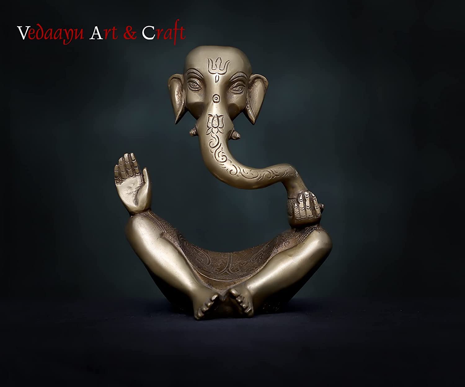 Rugdoll Vedaayu Brass Ganesha Statue For Home Decor Idol Brass Abstract Ganesh Statue, Brass Ganesha Statue Dual Tone Antique Ga