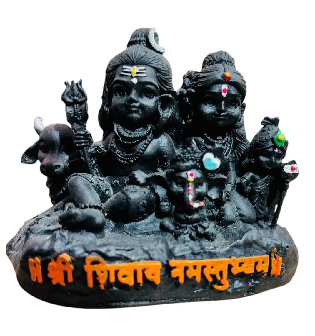 Srimaa Ventures Black Shiv Parivar Idol Of Shiva, Parvati, Ganesh, Kartikeya On Nandi Maharaj Murti Ideal For Mandir, Home Puja,