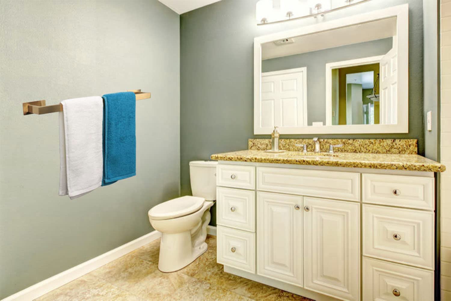 Vanloory Bathroom Towel Bar Self Adhesive  No Drilling Towel Rack Easy to Install  Hand Towel Holder Made of Premium Stainless Steel Sticky on Hand Towel Hanger for Kitchen  Toilet.(24IN  Gold)